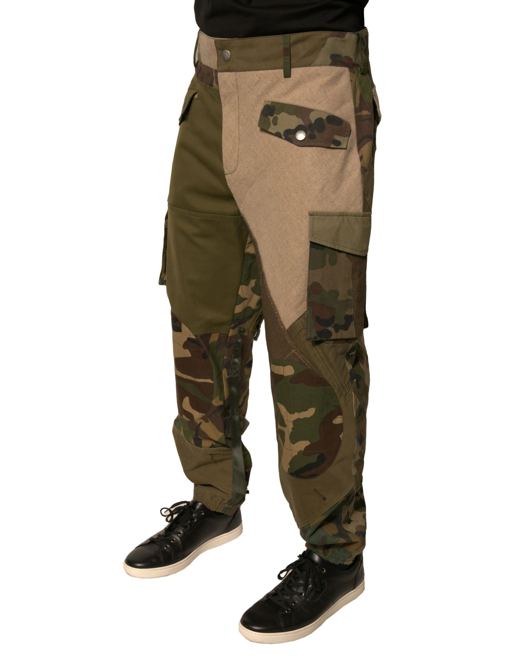 Dolce & Gabbana Multicolor Patchwork Flight Cargo Pants | Regal Royce