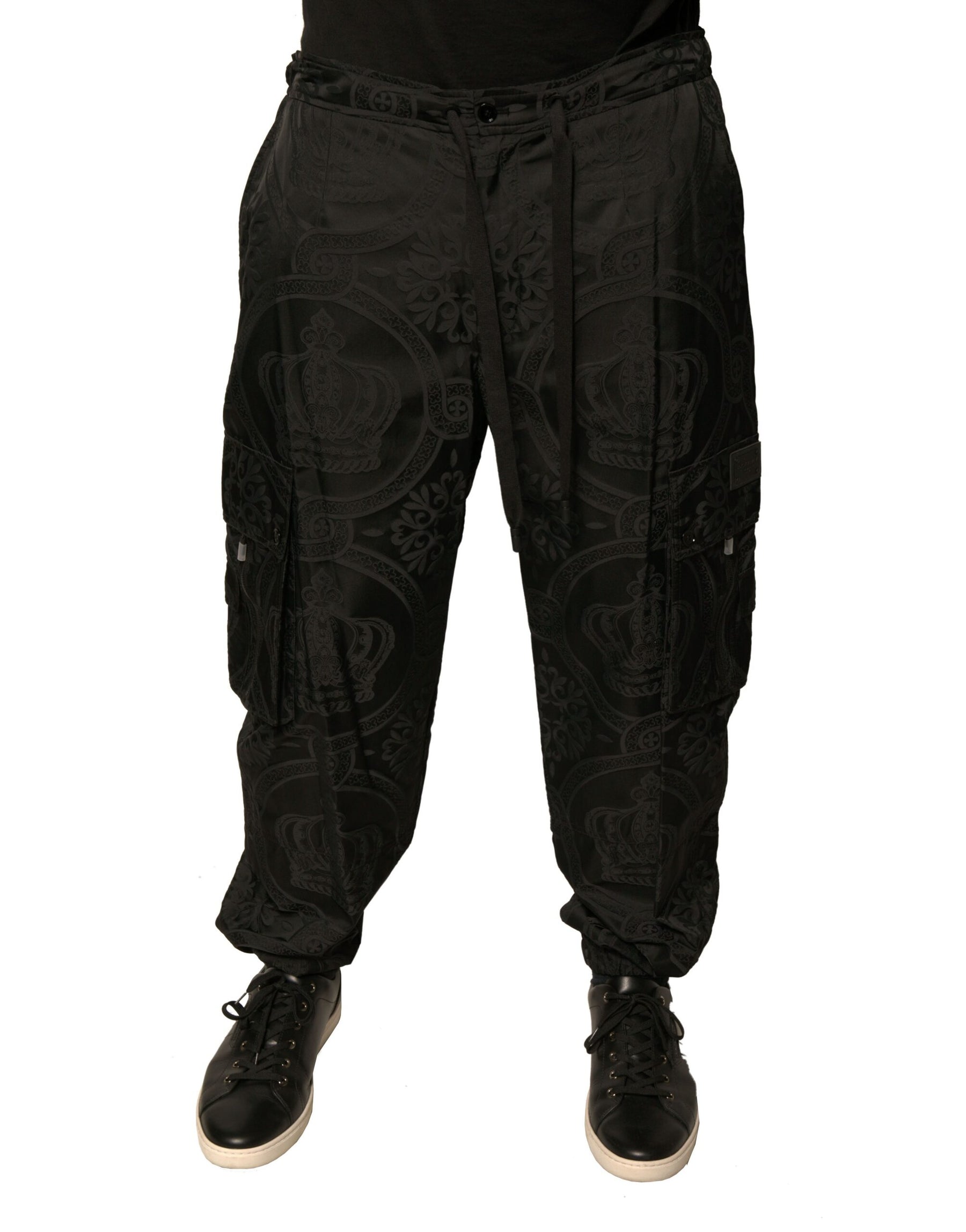 Dolce & Gabbana Black Crown Nylon Jogger Sweatpants Pants | Regal Royce