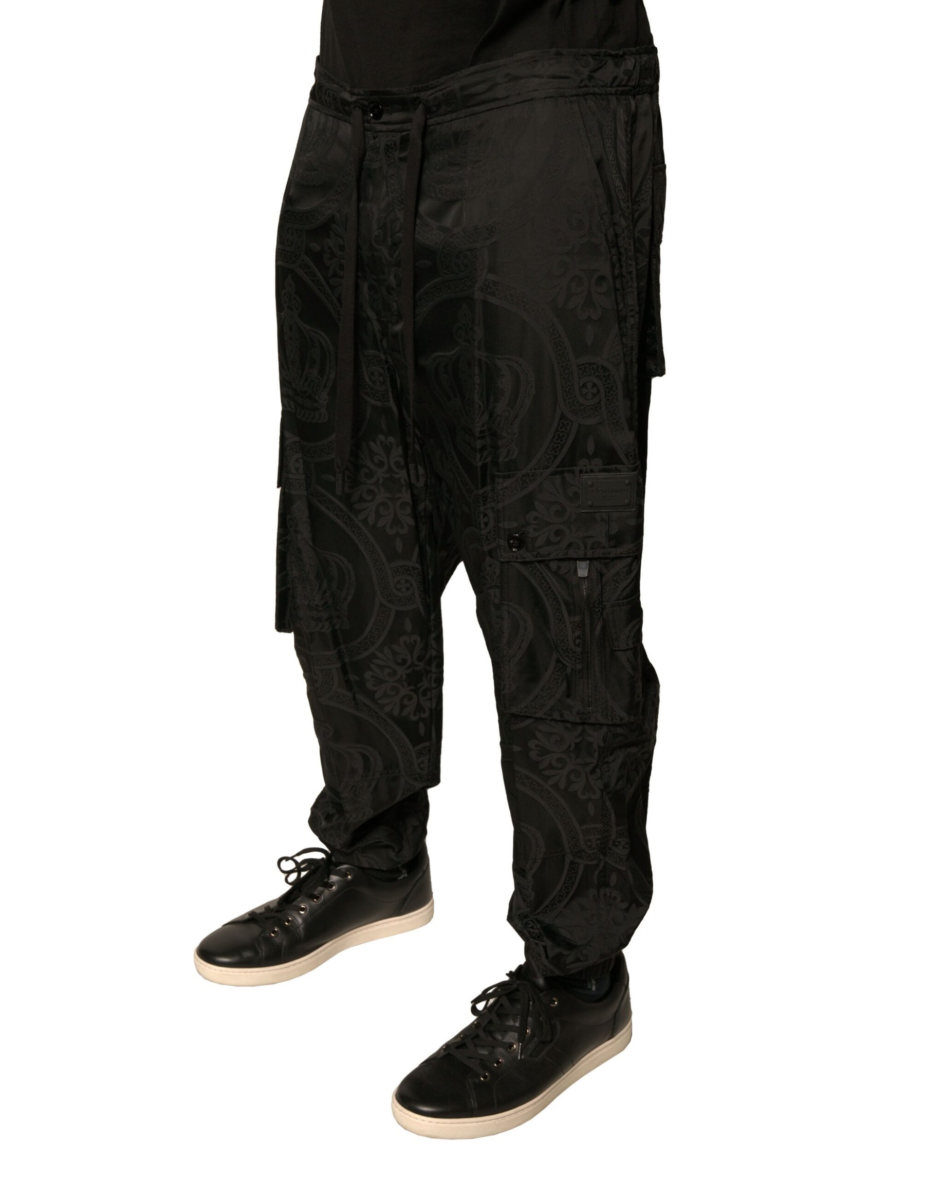 Dolce & Gabbana Black Crown Nylon Jogger Sweatpants Pants | Regal Royce