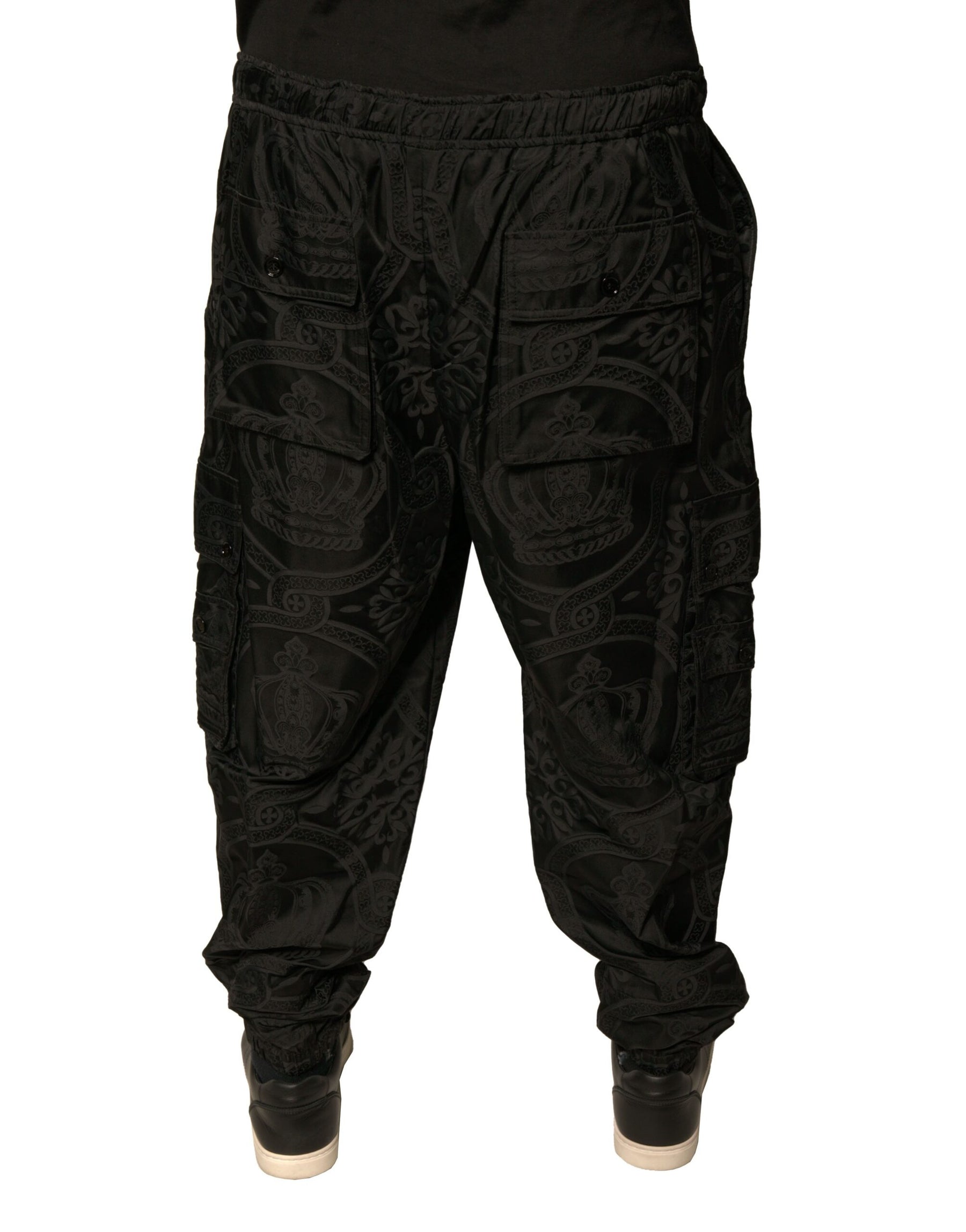 Dolce & Gabbana Black Crown Nylon Jogger Sweatpants Pants | Regal Royce