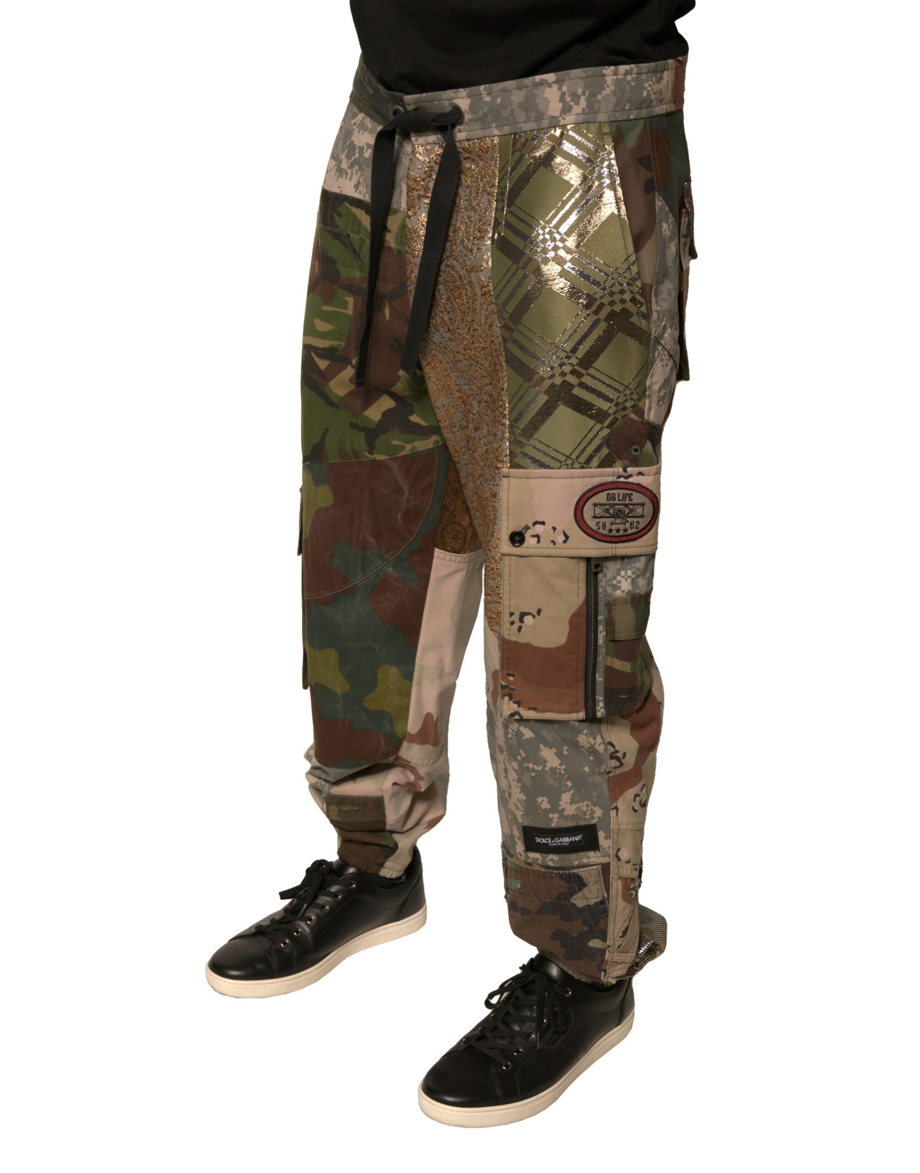 Dolce & Gabbana Multicolor Patchwork Men Jogger Pants | Regal Royce