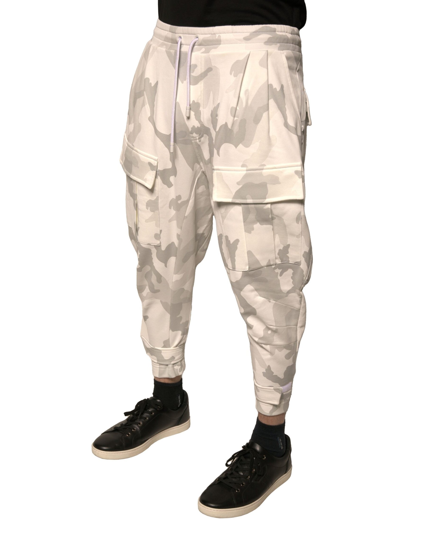 Dolce & Gabbana White Camouflage Cargo Jogger Pants | Regal Royce