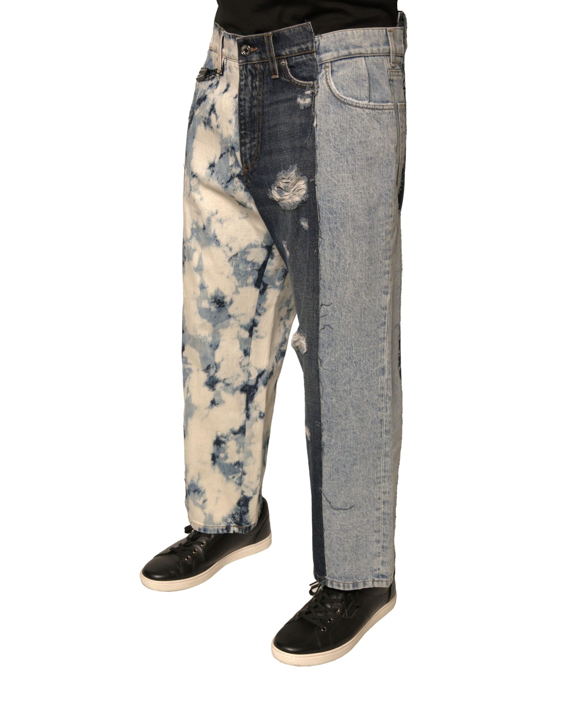 Dolce & Gabbana Multicolor Patchwork Cotton Straight Men Denim Jeans | Regal Royce
