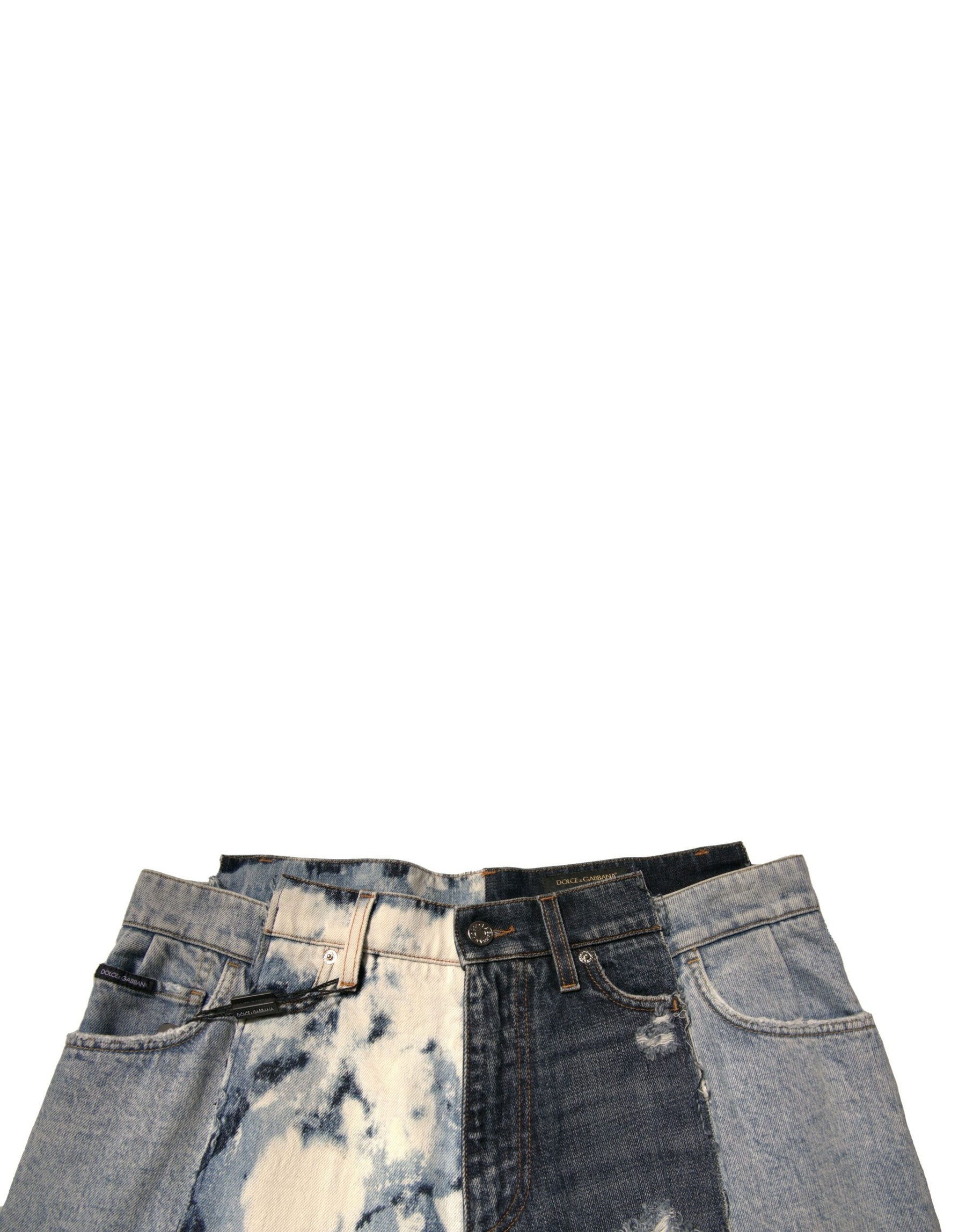 Dolce & Gabbana Multicolor Patchwork Cotton Straight Men Denim Jeans | Regal Royce