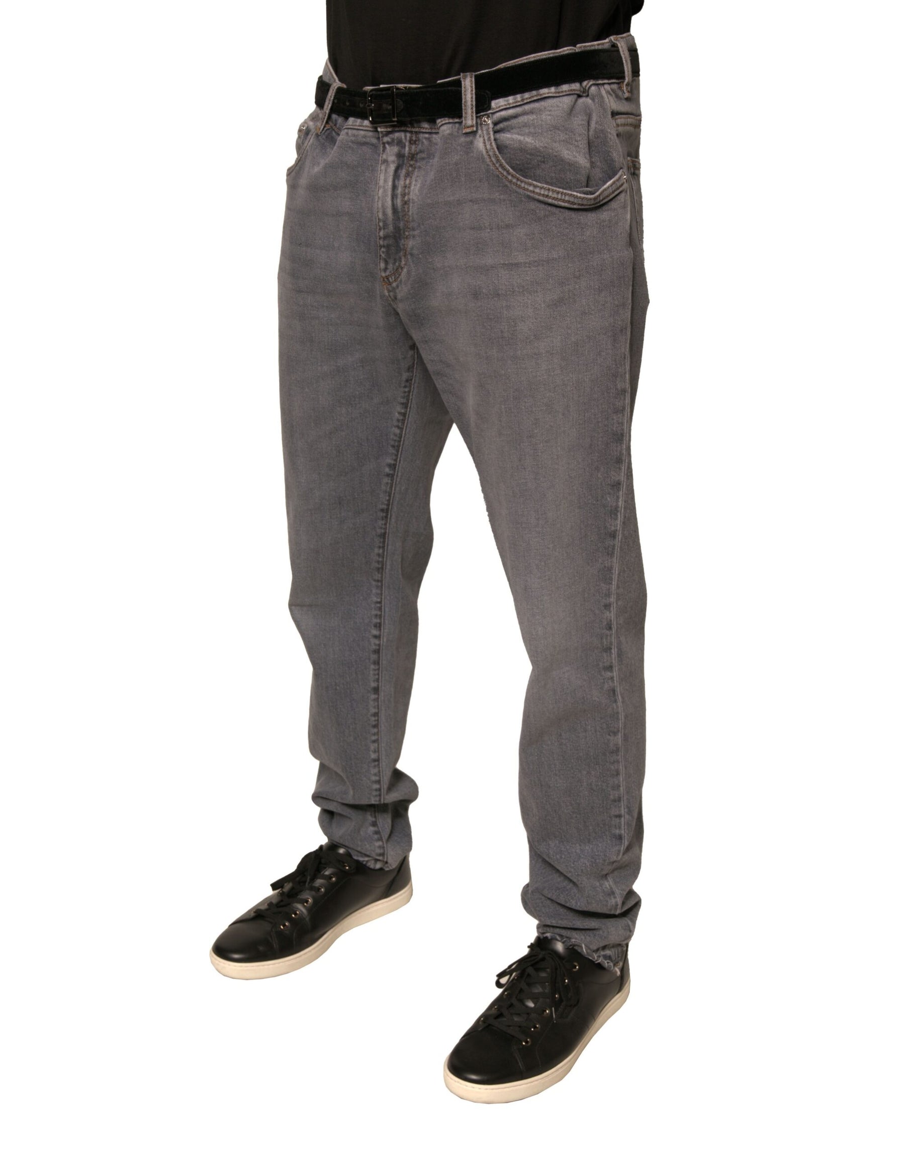 Dolce & Gabbana Gray Logo Cotton Stretch Skinny Denim Jeans | Regal Royce