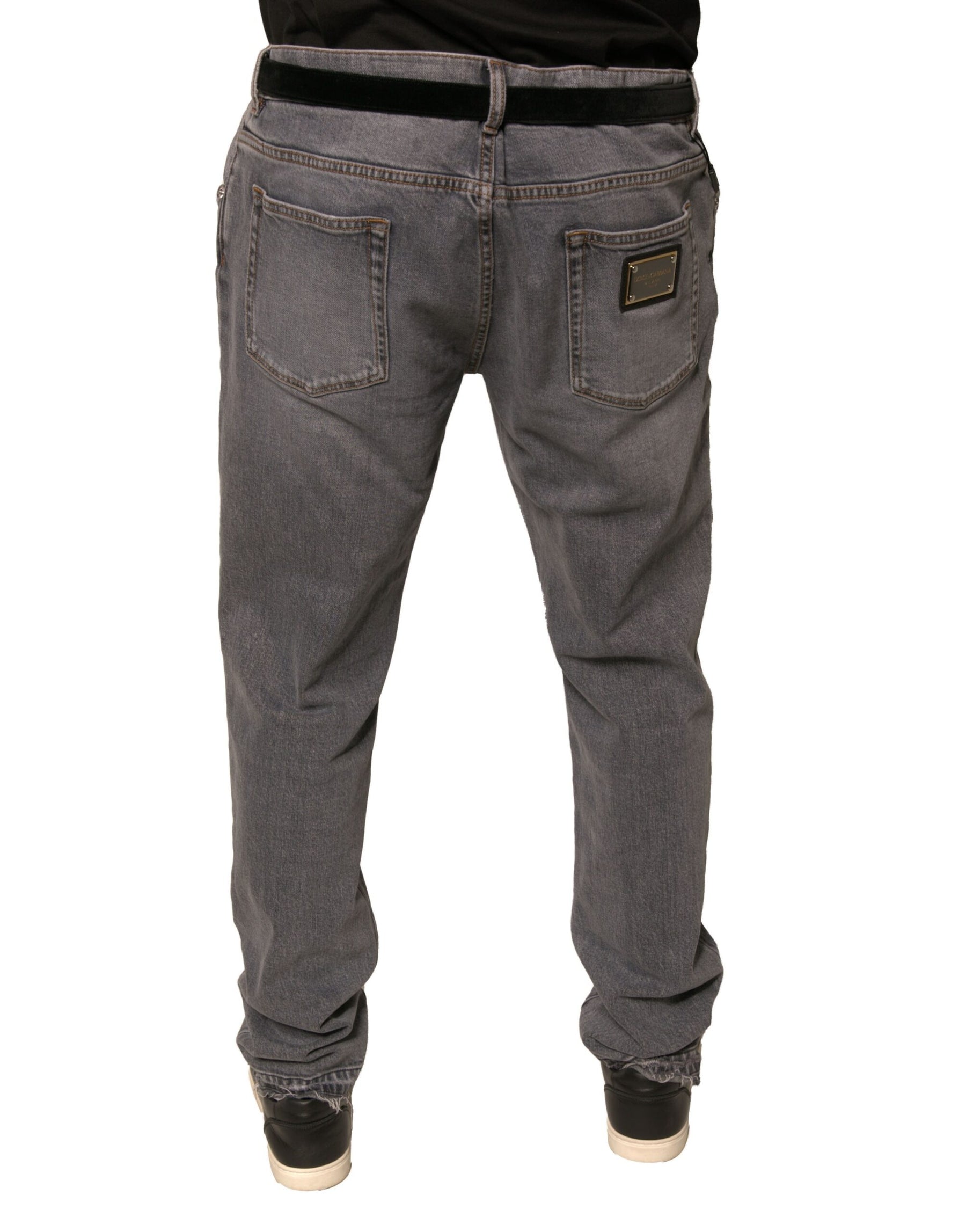 Dolce & Gabbana Gray Logo Cotton Stretch Skinny Denim Jeans | Regal Royce