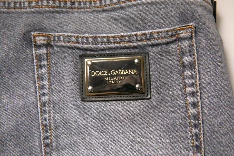 Dolce & Gabbana Gray Logo Cotton Stretch Skinny Denim Jeans | Regal Royce