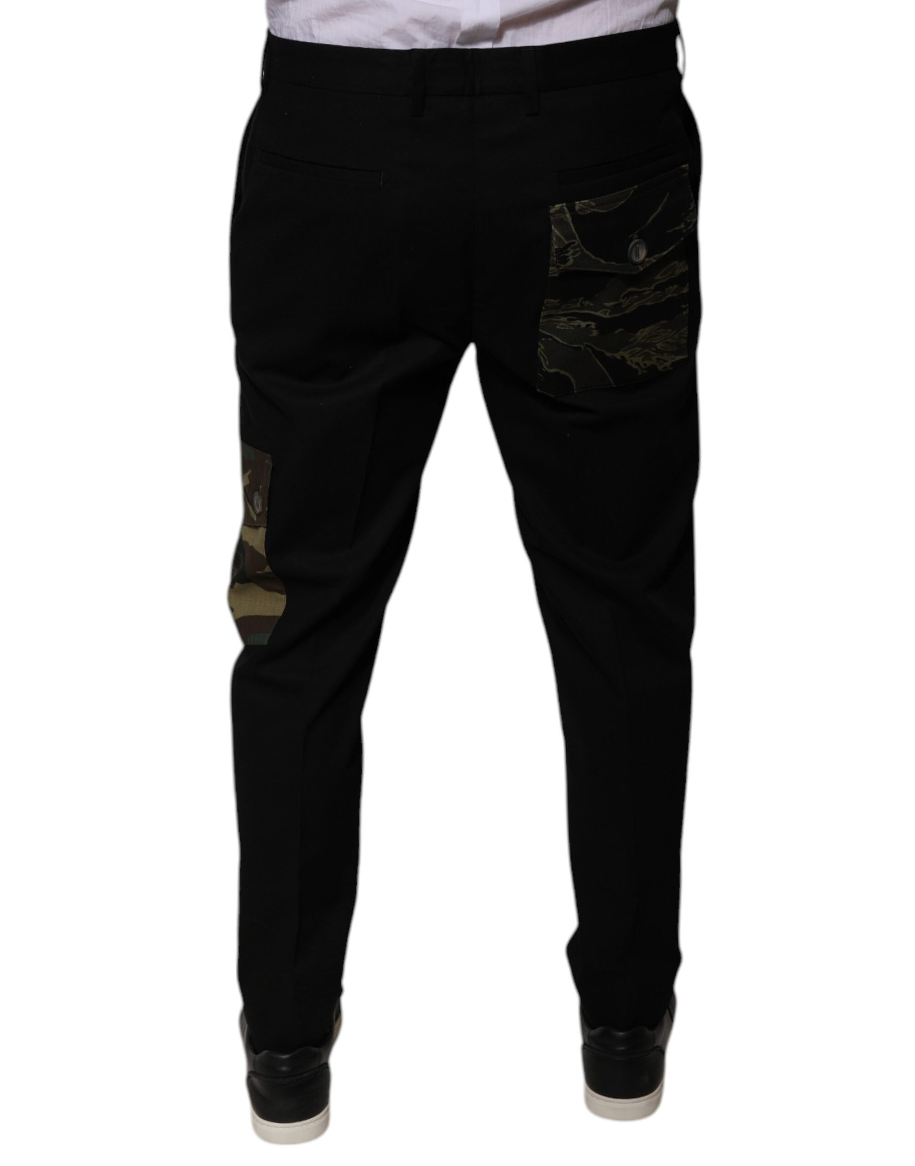 Dolce & Gabbana Black Cotton Men Cargo Casual Pants | Regal Royce
