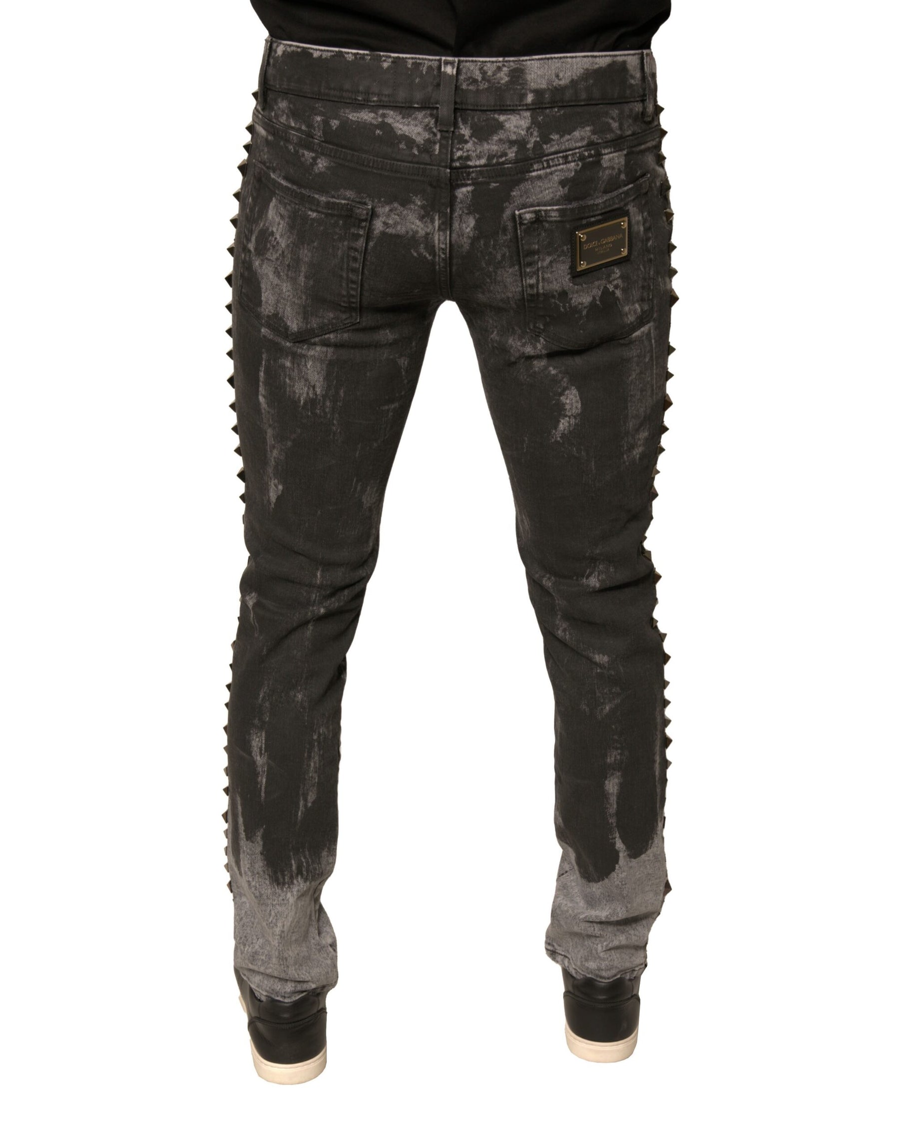 Dolce & Gabbana Gray Embellished Cotton Skinny Denim Jeans | Regal Royce