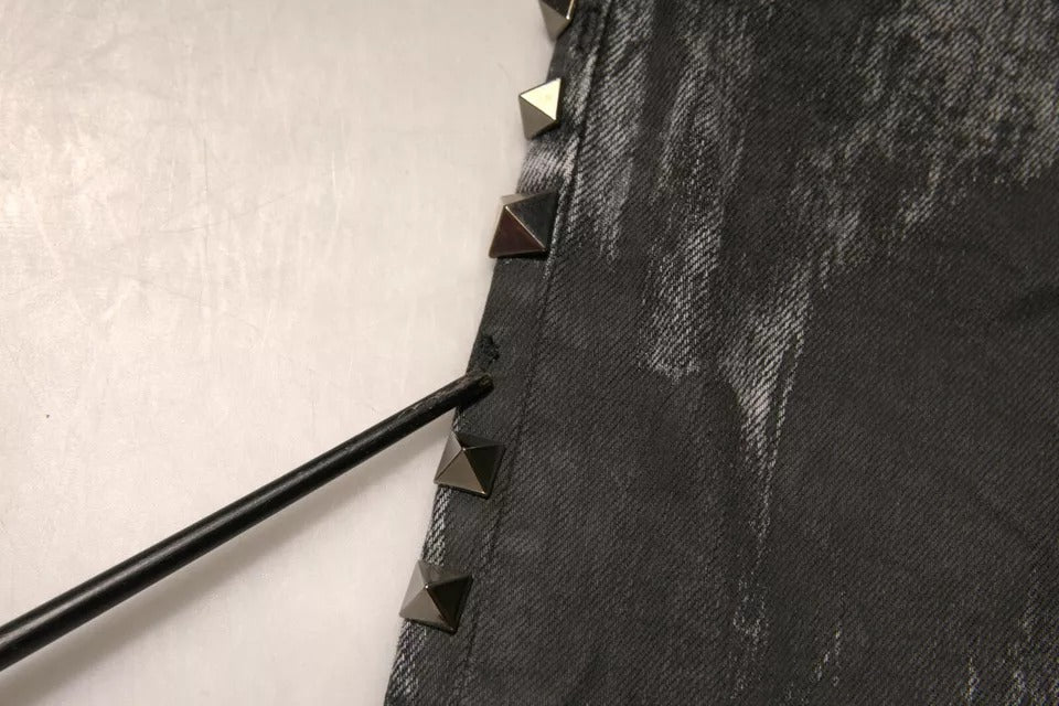 Dolce & Gabbana Gray Embellished Cotton Skinny Denim Jeans | Regal Royce