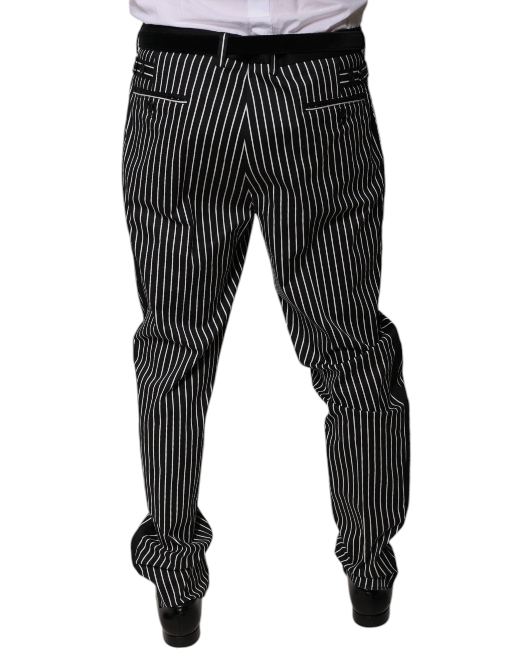 Dolce & Gabbana Black Stripes Skinny Dress Pants | Regal Royce