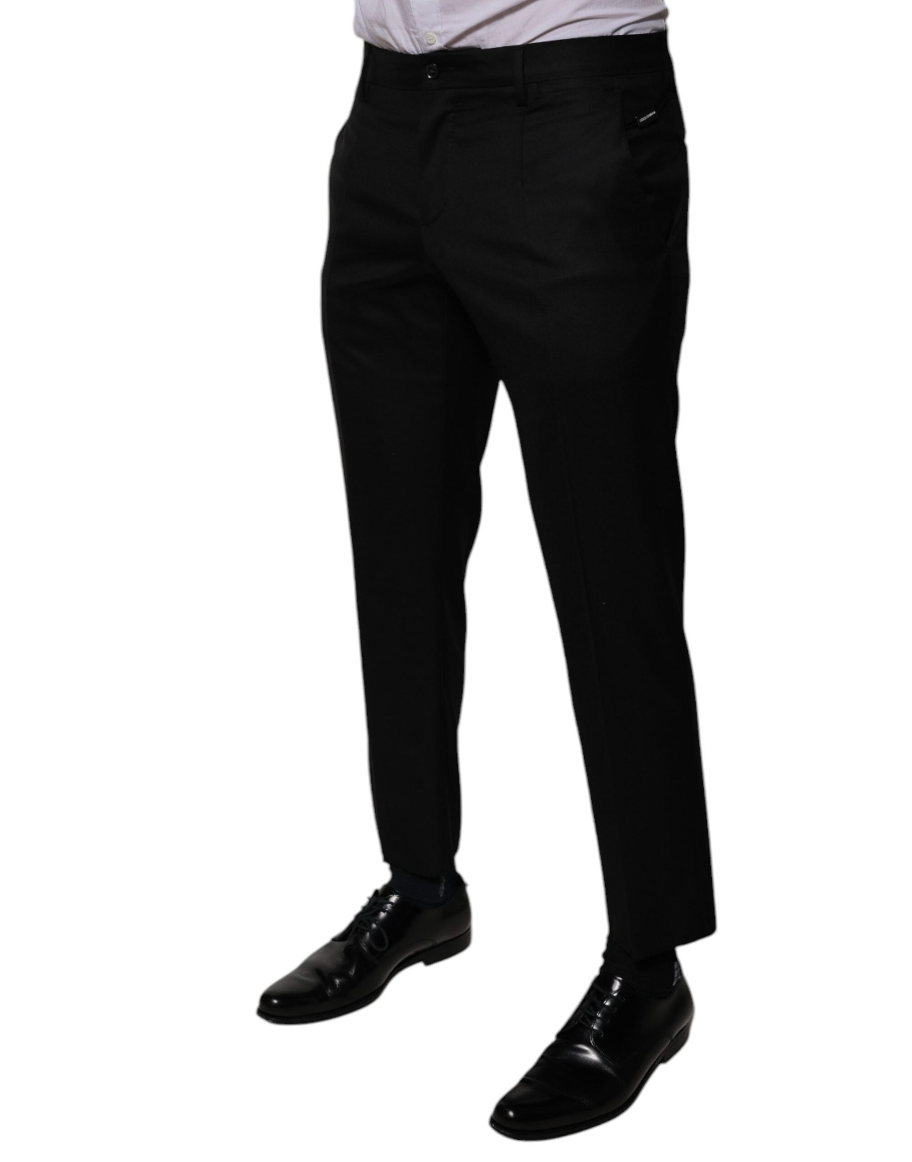 Dolce & Gabbana Black Wool Tapered Formal Dress Pants | Regal Royce