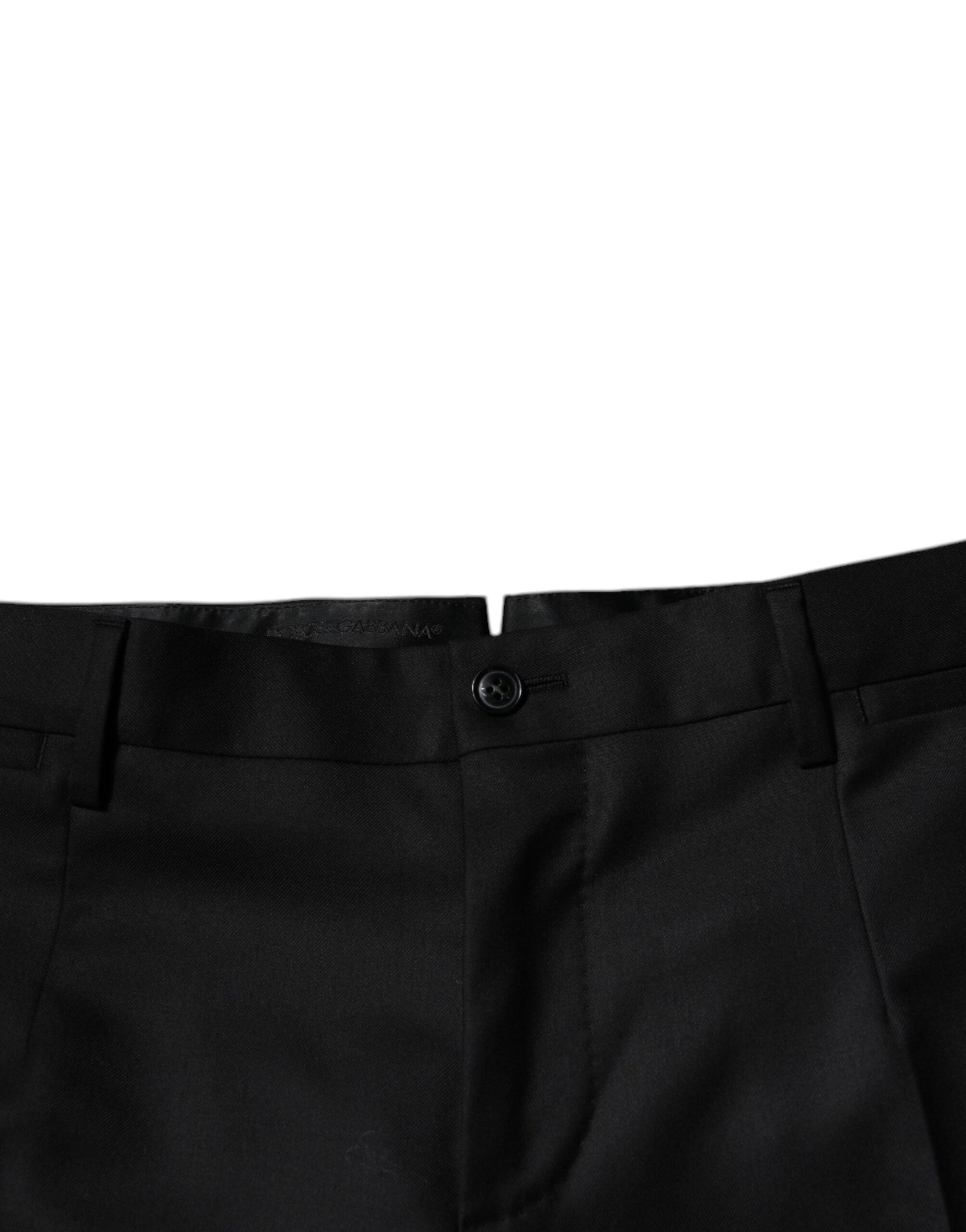 Dolce & Gabbana Black Wool Tapered Formal Dress Pants | Regal Royce