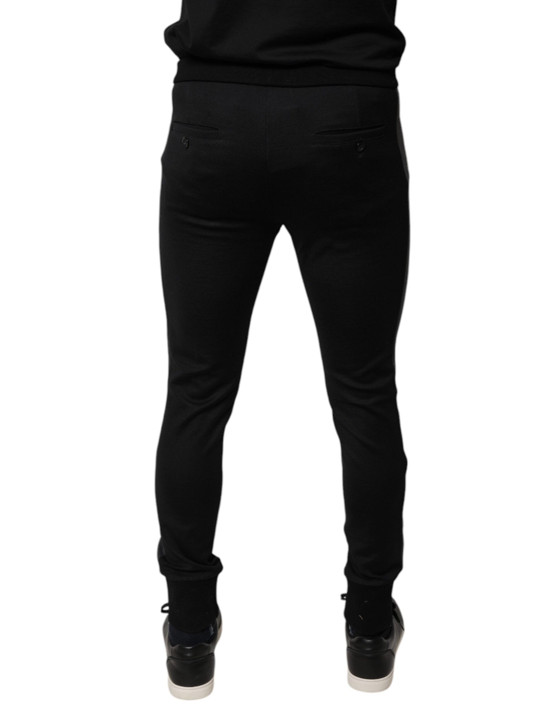 Dolce & Gabbana Black Horseshoe Embellished Wool Slim Fit Pants | Regal Royce