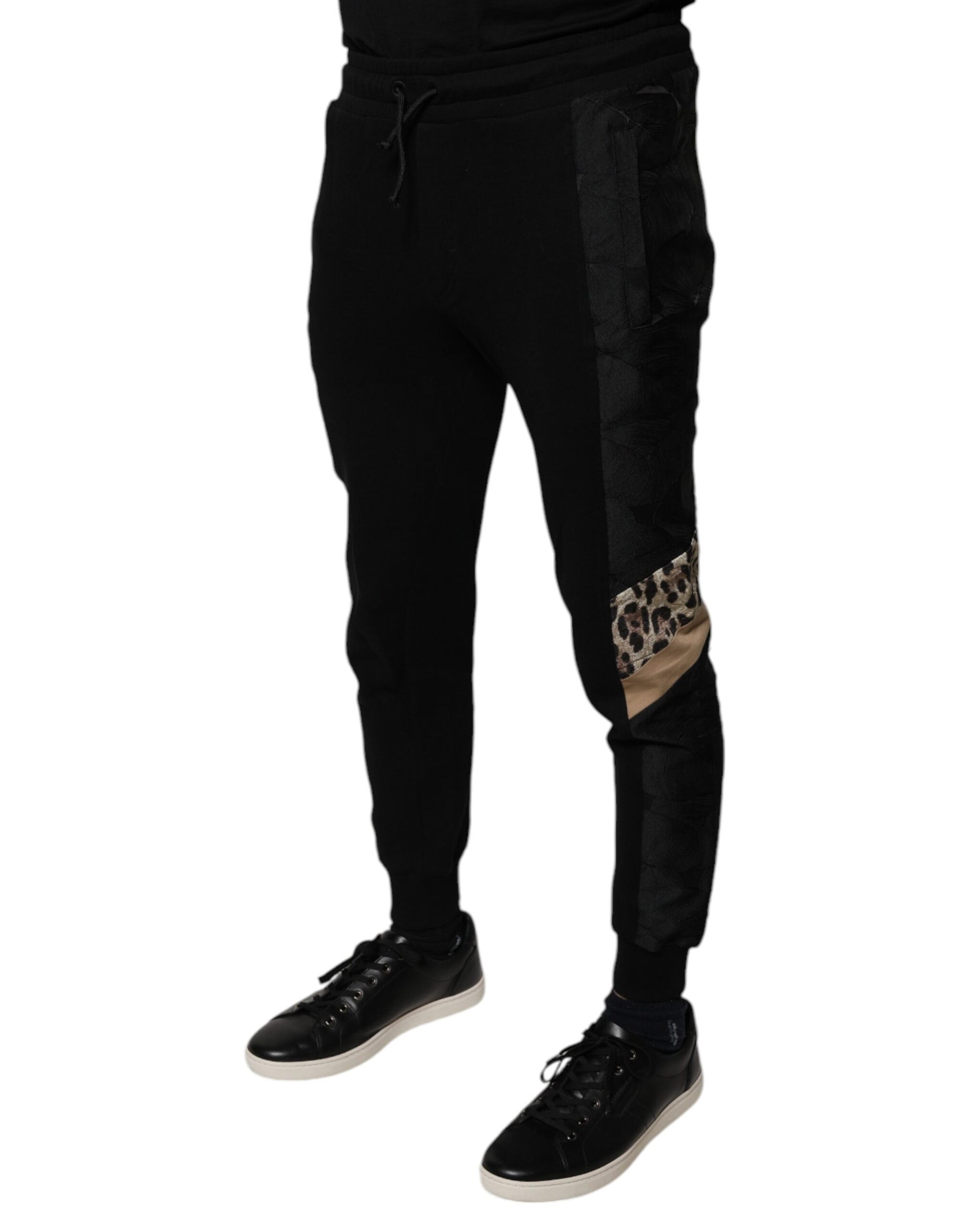 Dolce & Gabbana Black Leopard Slim Fit Jogger Pants | Regal Royce