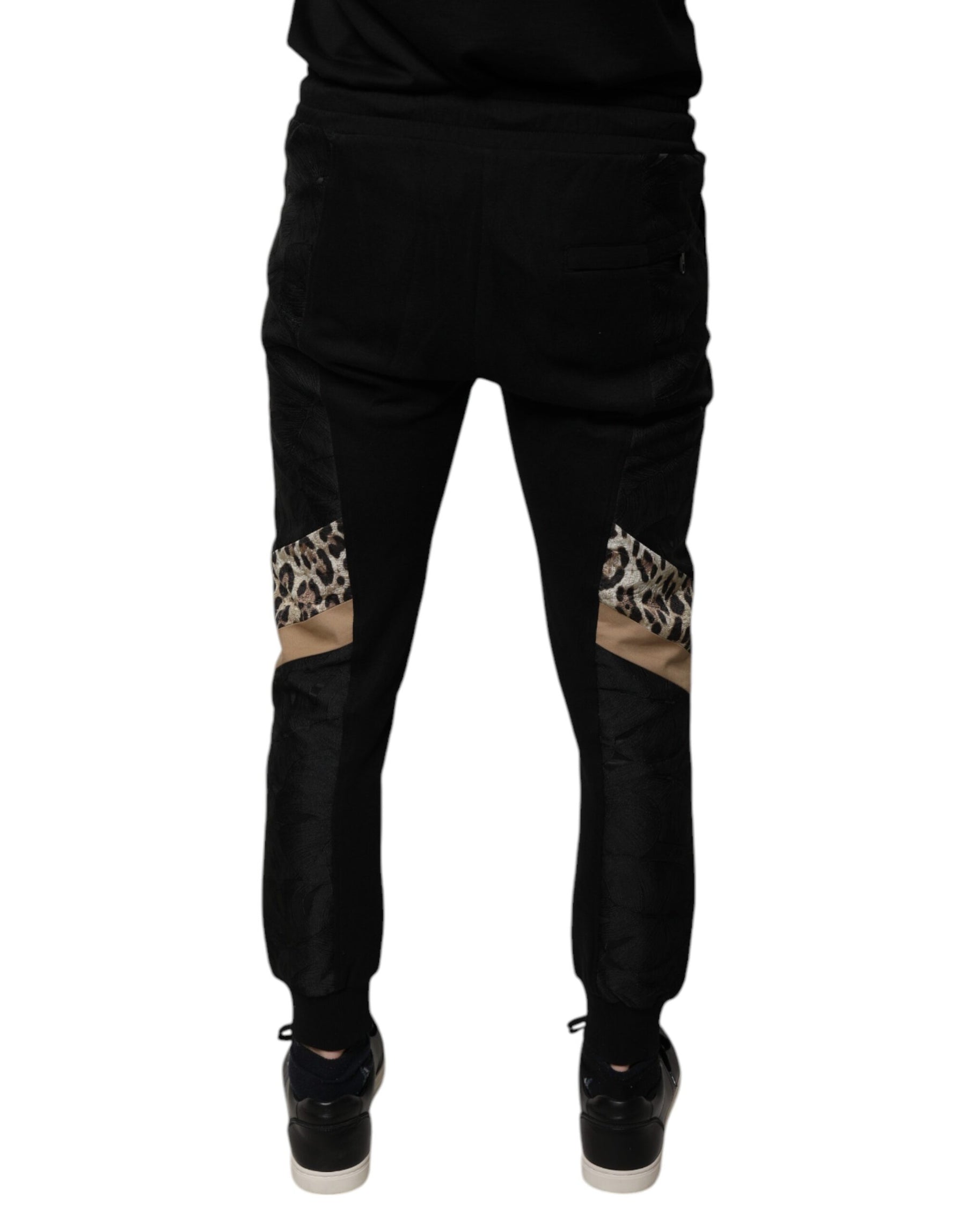 Dolce & Gabbana Black Leopard Slim Fit Jogger Pants | Regal Royce