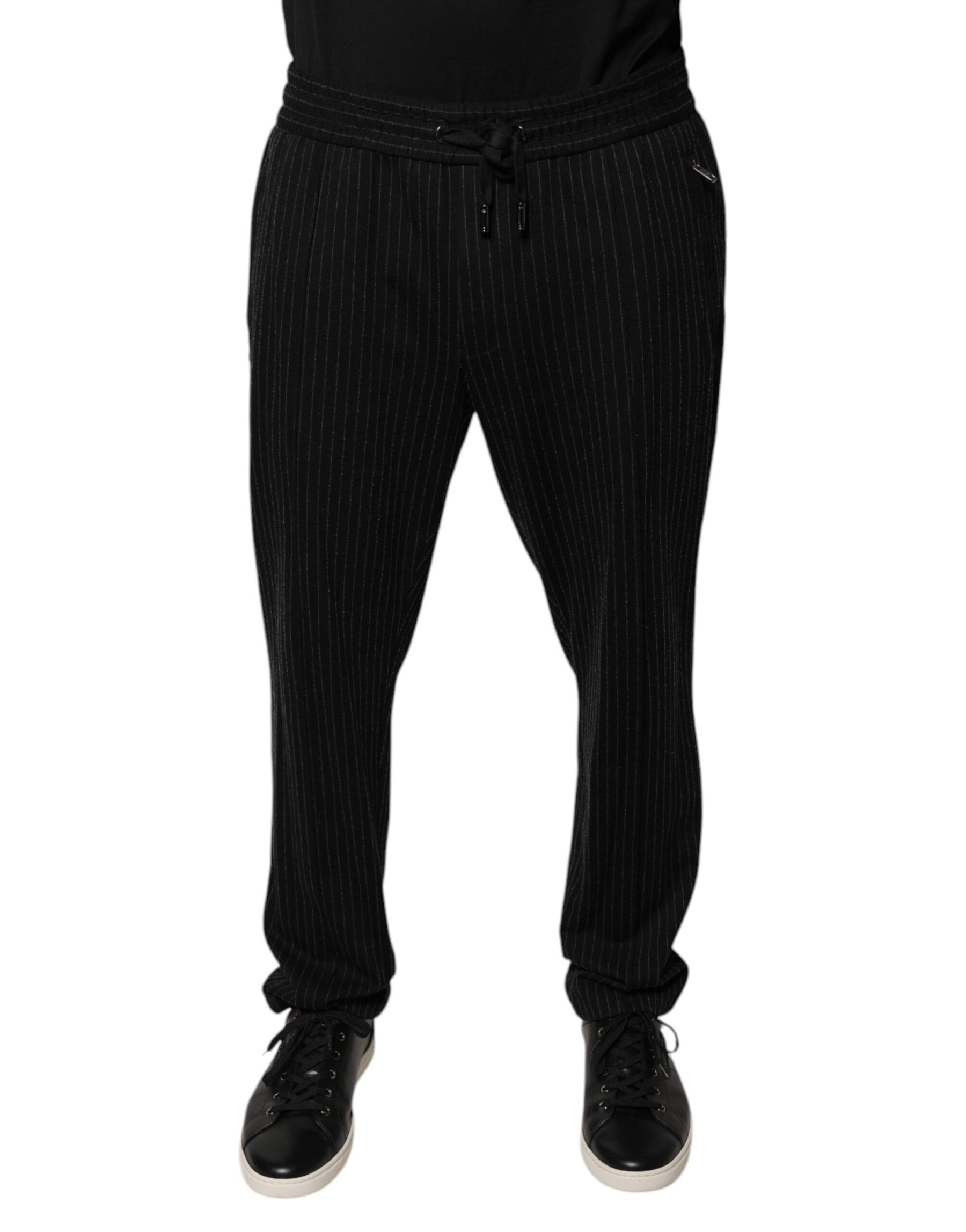Dolce & Gabbana Black Stripes Viscose Skinny Dress Pants | Regal Royce
