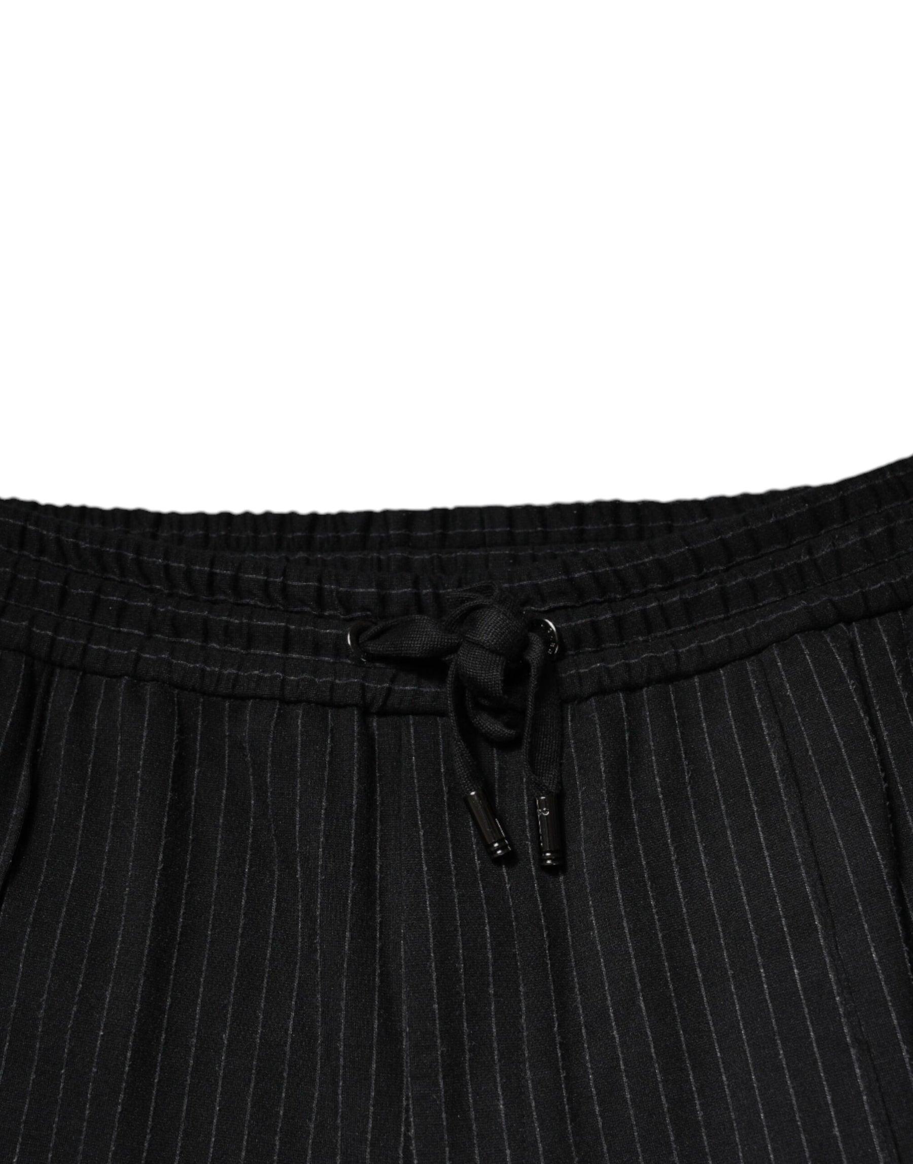 Dolce & Gabbana Black Stripes Viscose Skinny Dress Pants | Regal Royce