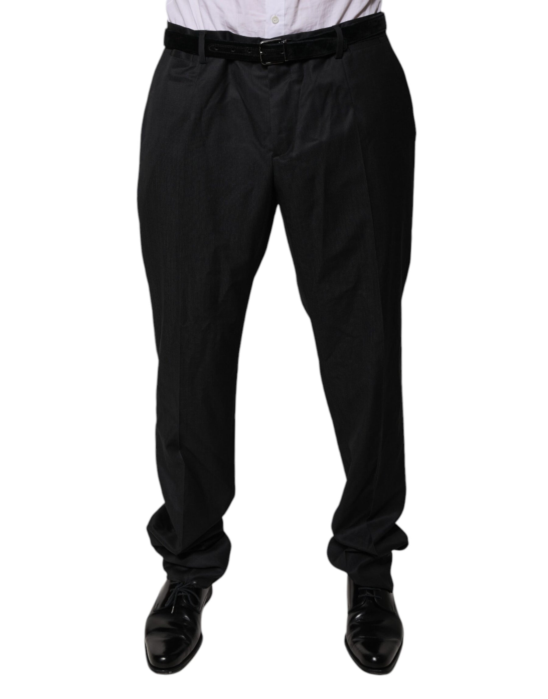 Dolce & Gabbana Black Wool Tapered Formal Dress Pants | Regal Royce