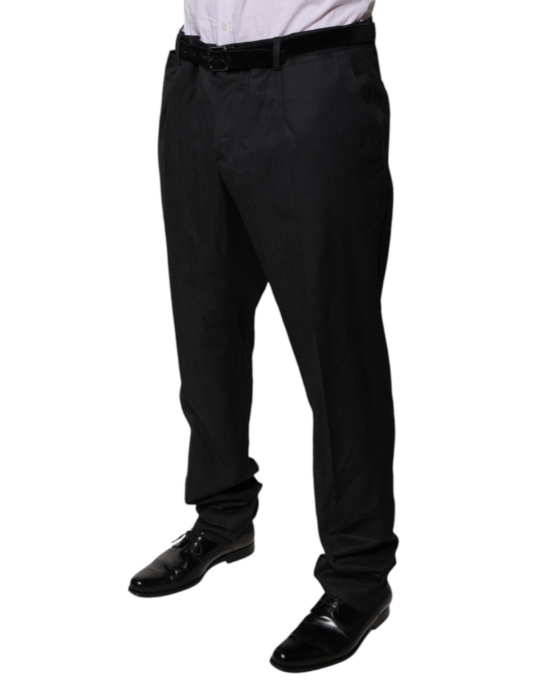 Dolce & Gabbana Black Wool Tapered Formal Dress Pants | Regal Royce