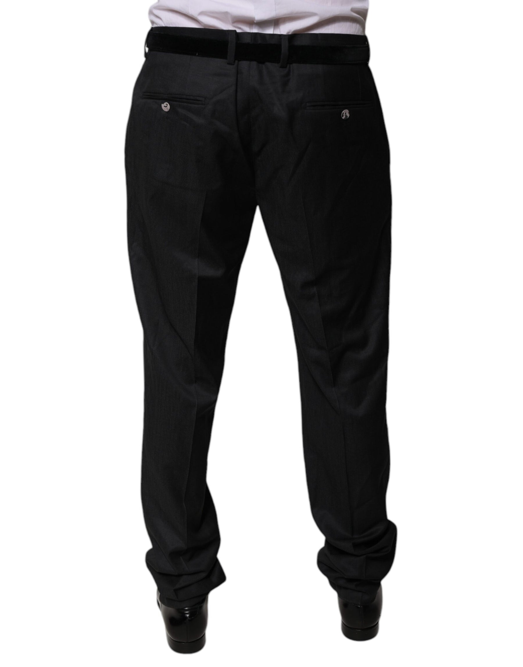 Dolce & Gabbana Black Wool Tapered Formal Dress Pants | Regal Royce