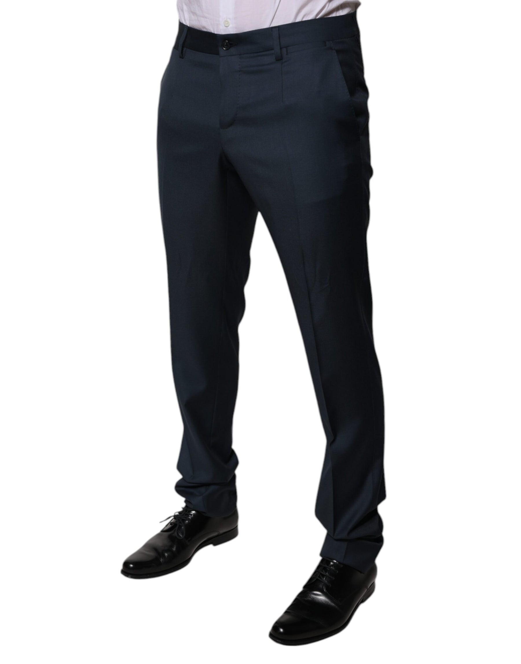 Dolce & Gabbana Blue Wool Tapered Formal Dress Pants | Regal Royce