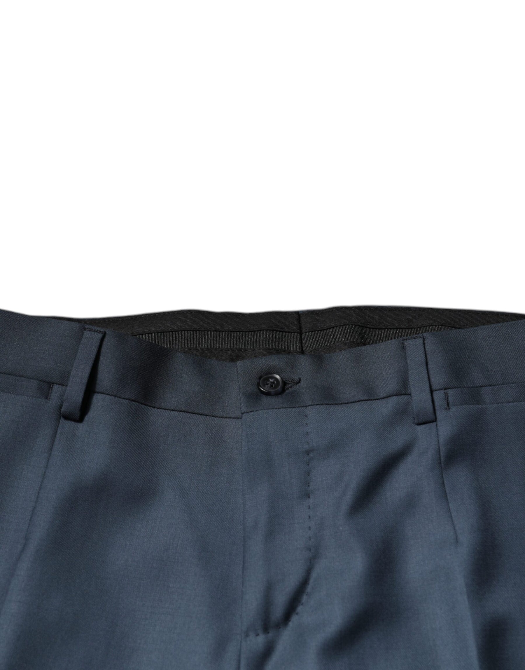 Dolce & Gabbana Blue Wool Tapered Formal Dress Pants | Regal Royce