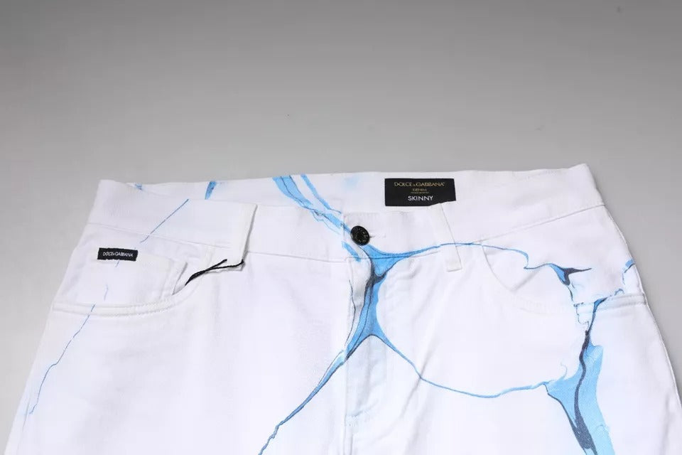 Dolce & Gabbana White Blue Cotton Stretch Skinny Denim Jeans | Regal Royce