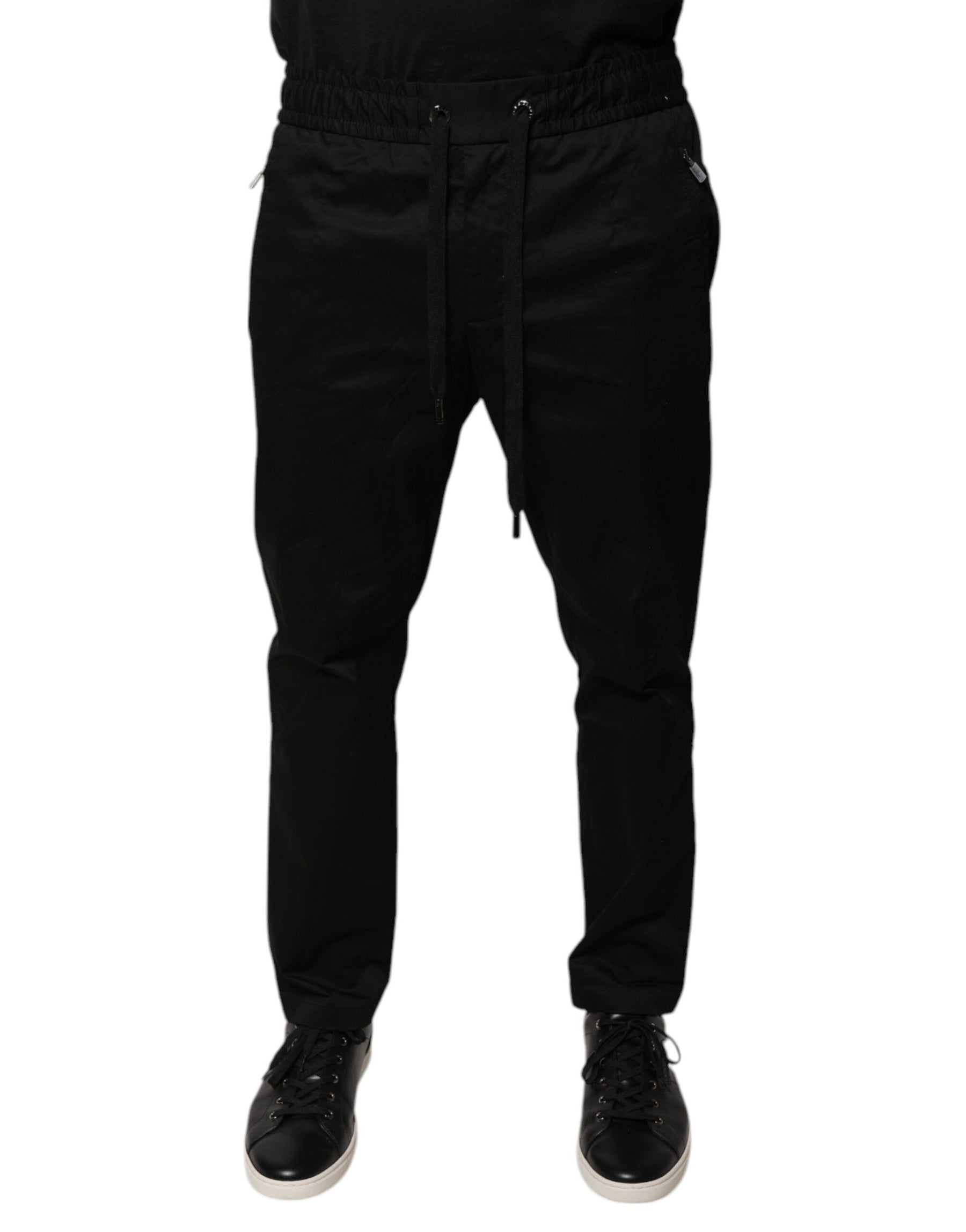 Dolce & Gabbana Black Cotton Stretch Skinny Sweatpants Pants | Regal Royce