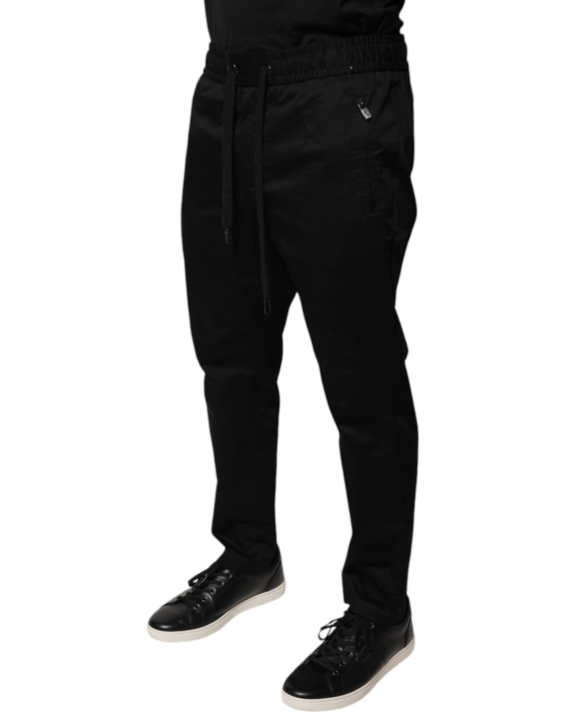 Dolce & Gabbana Black Cotton Stretch Skinny Sweatpants Pants | Regal Royce