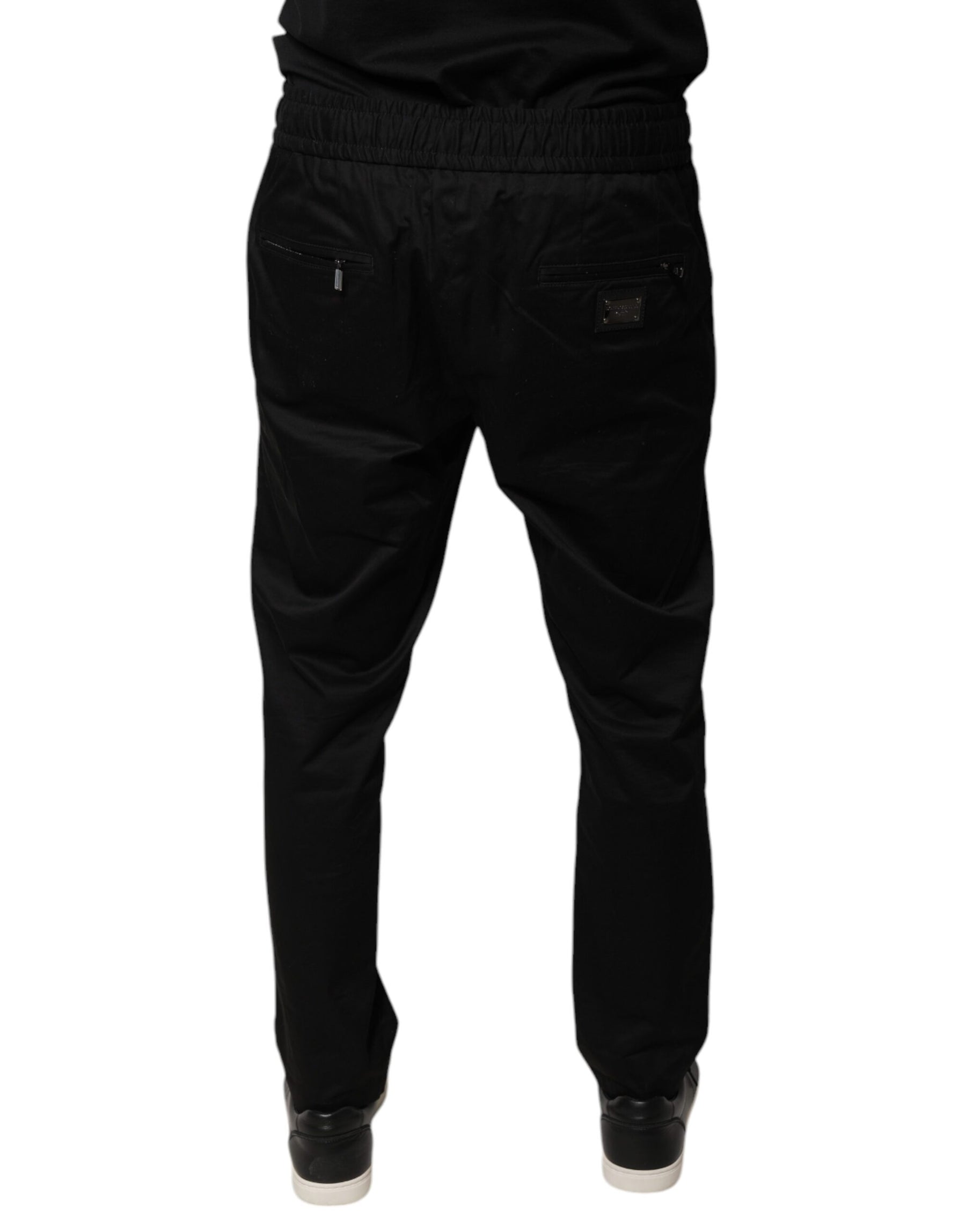 Dolce & Gabbana Black Cotton Stretch Skinny Sweatpants Pants | Regal Royce