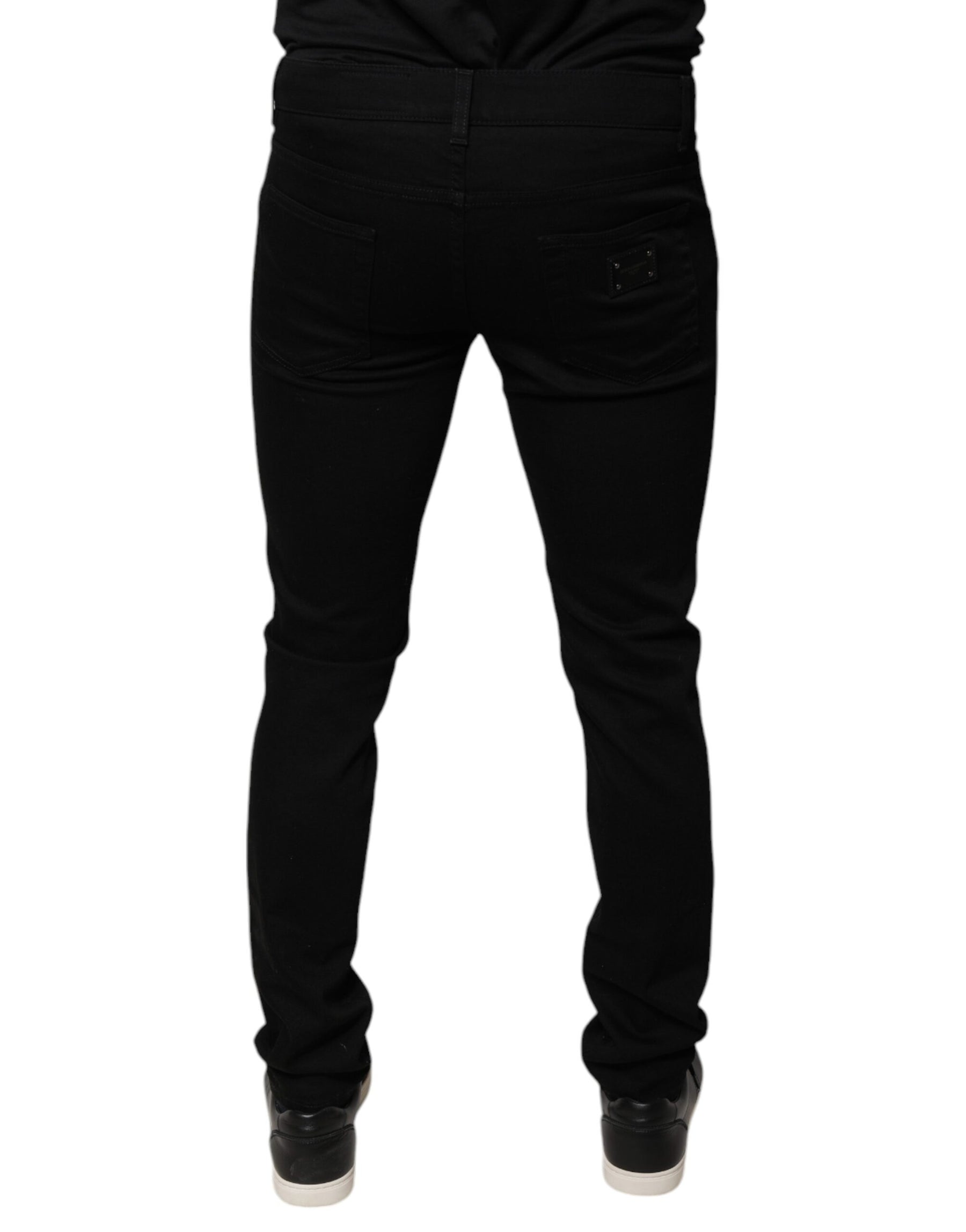 Dolce & Gabbana Black DG Crown Logo Cotton Skinny Denim Jeans | Regal Royce