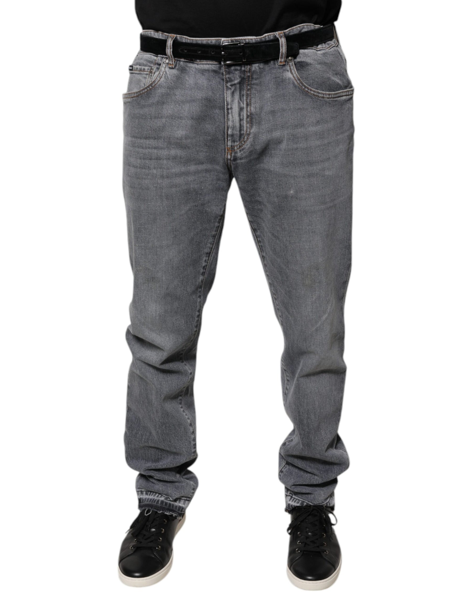 Dolce & Gabbana Gray Logo Cotton Stretch Skinny Denim Jeans | Regal Royce