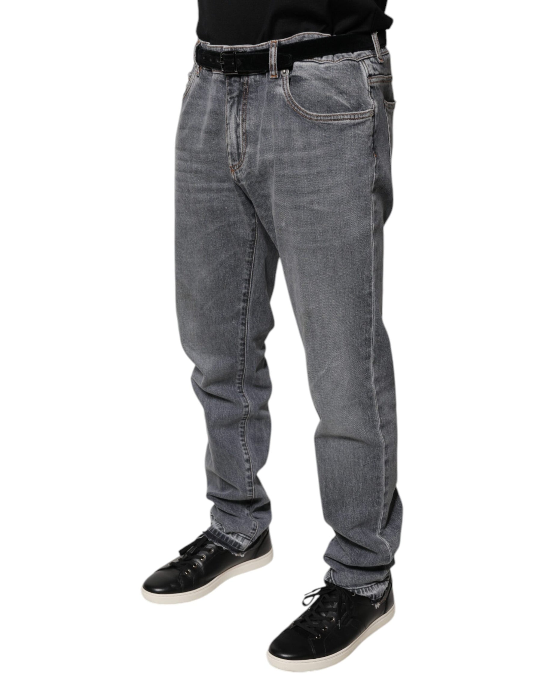 Dolce & Gabbana Gray Logo Cotton Stretch Skinny Denim Jeans | Regal Royce