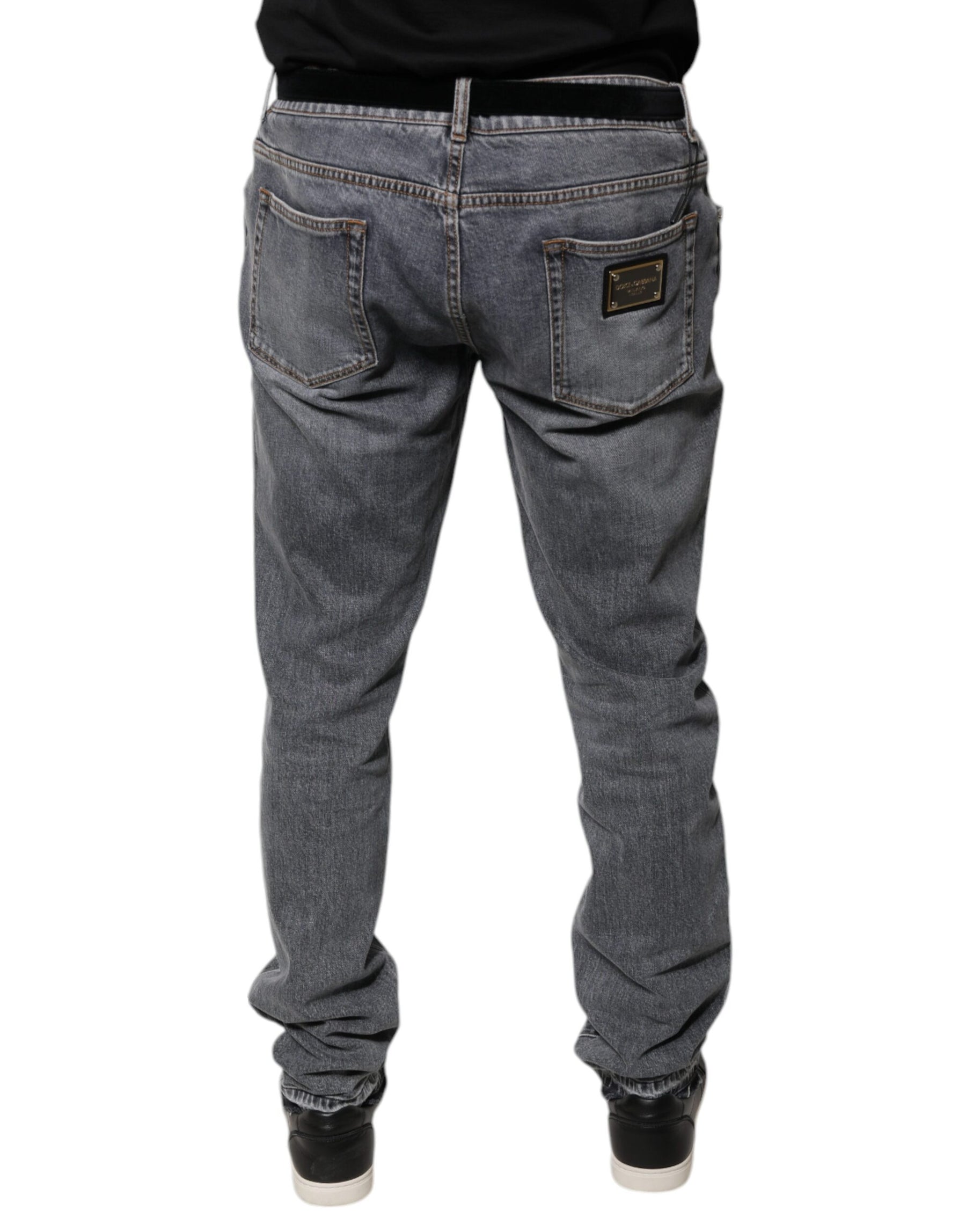 Dolce & Gabbana Gray Logo Cotton Stretch Skinny Denim Jeans | Regal Royce