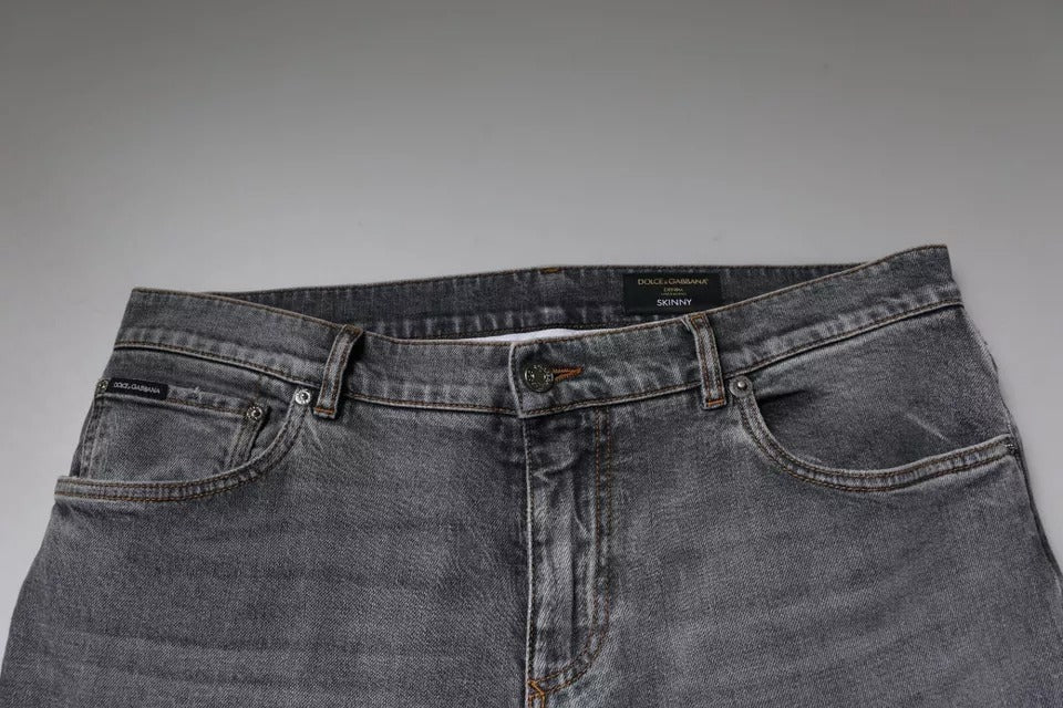 Dolce & Gabbana Gray Logo Cotton Stretch Skinny Denim Jeans | Regal Royce