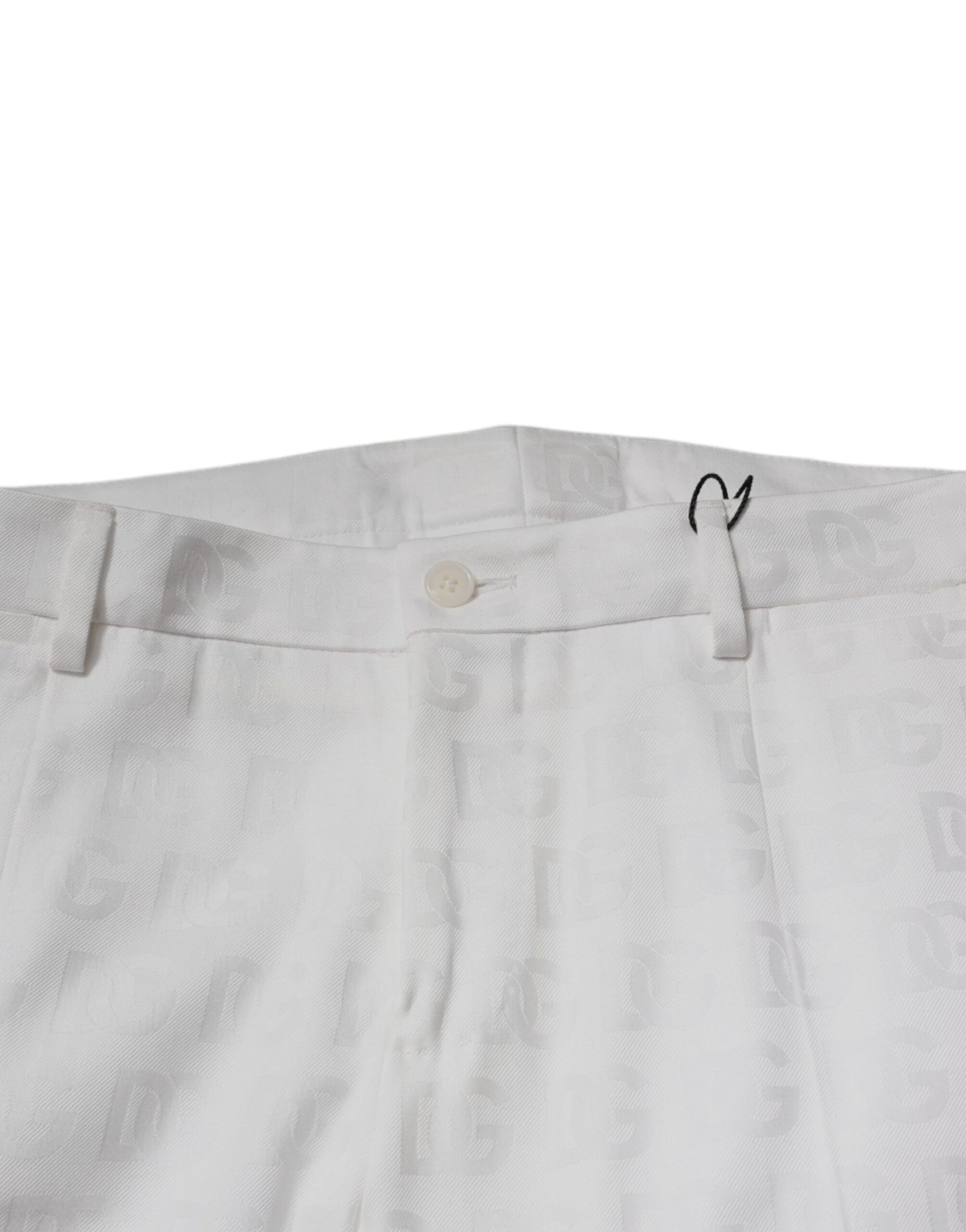 Dolce & Gabbana White Cotton Tapered Formal Dress Pants | Regal Royce