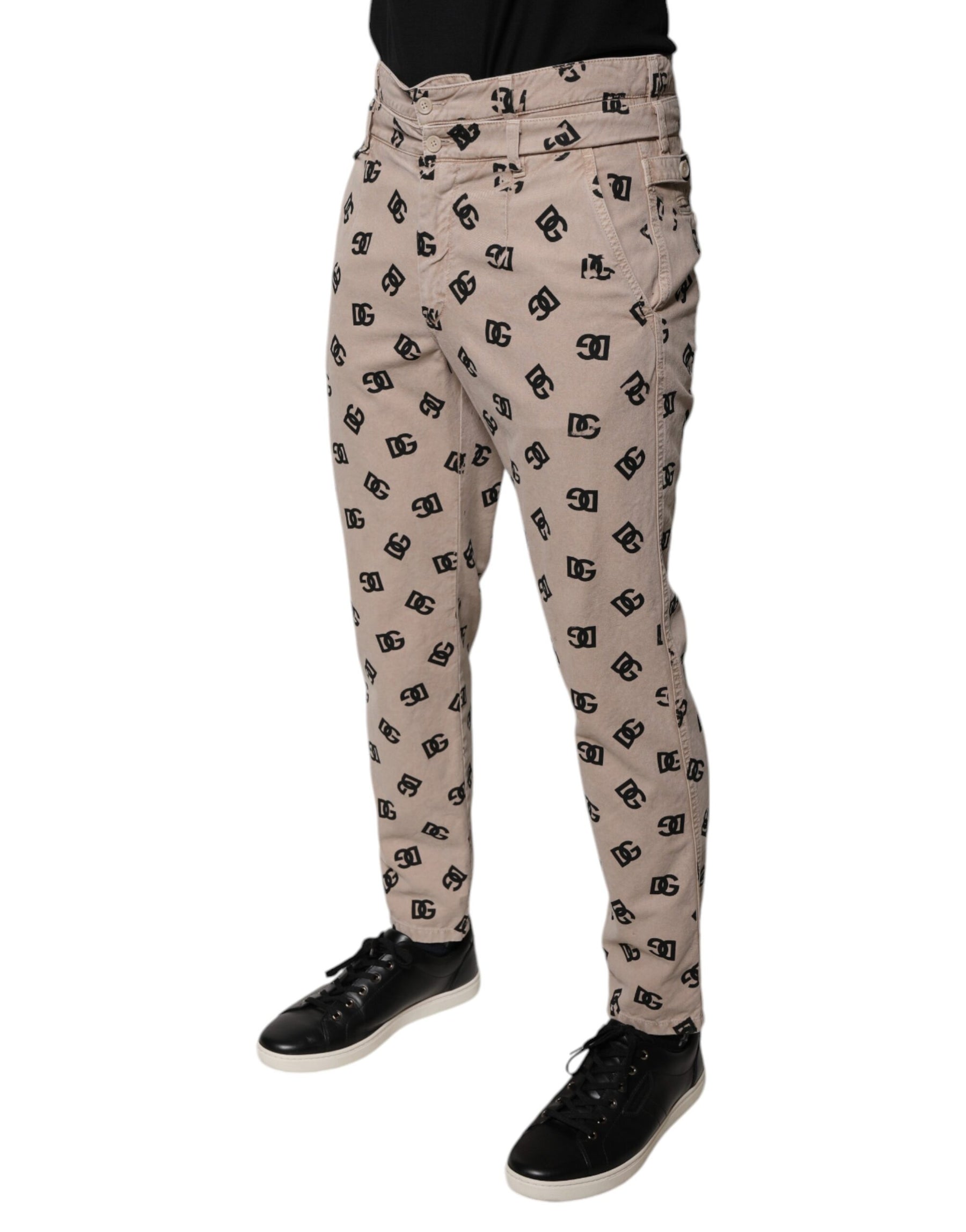 Dolce & Gabbana Beige Logo Cotton Skinny Denim Jeans | Regal Royce