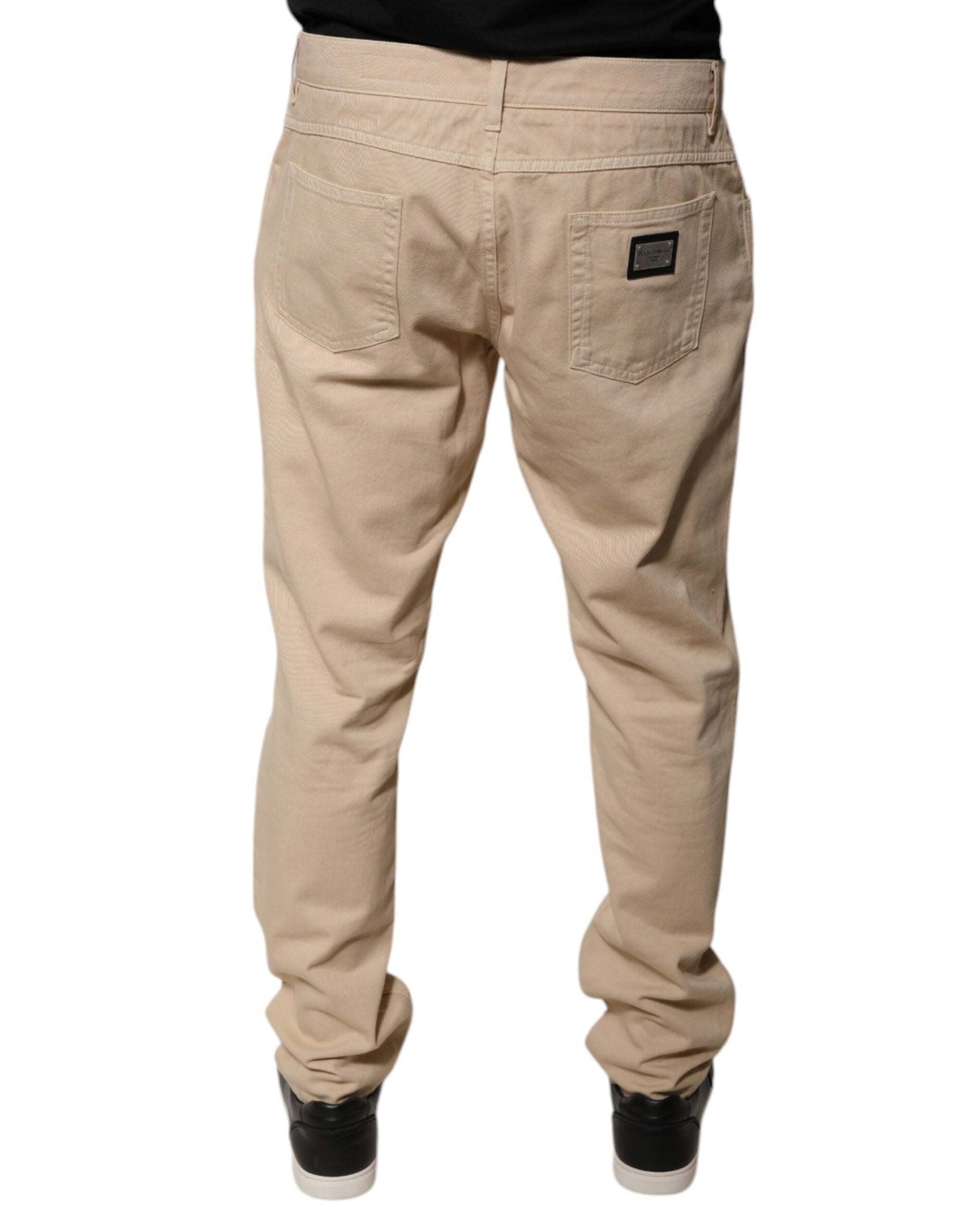 Dolce & Gabbana Beige Cotton Mid Waist Skinny Denim Jeans | Regal Royce