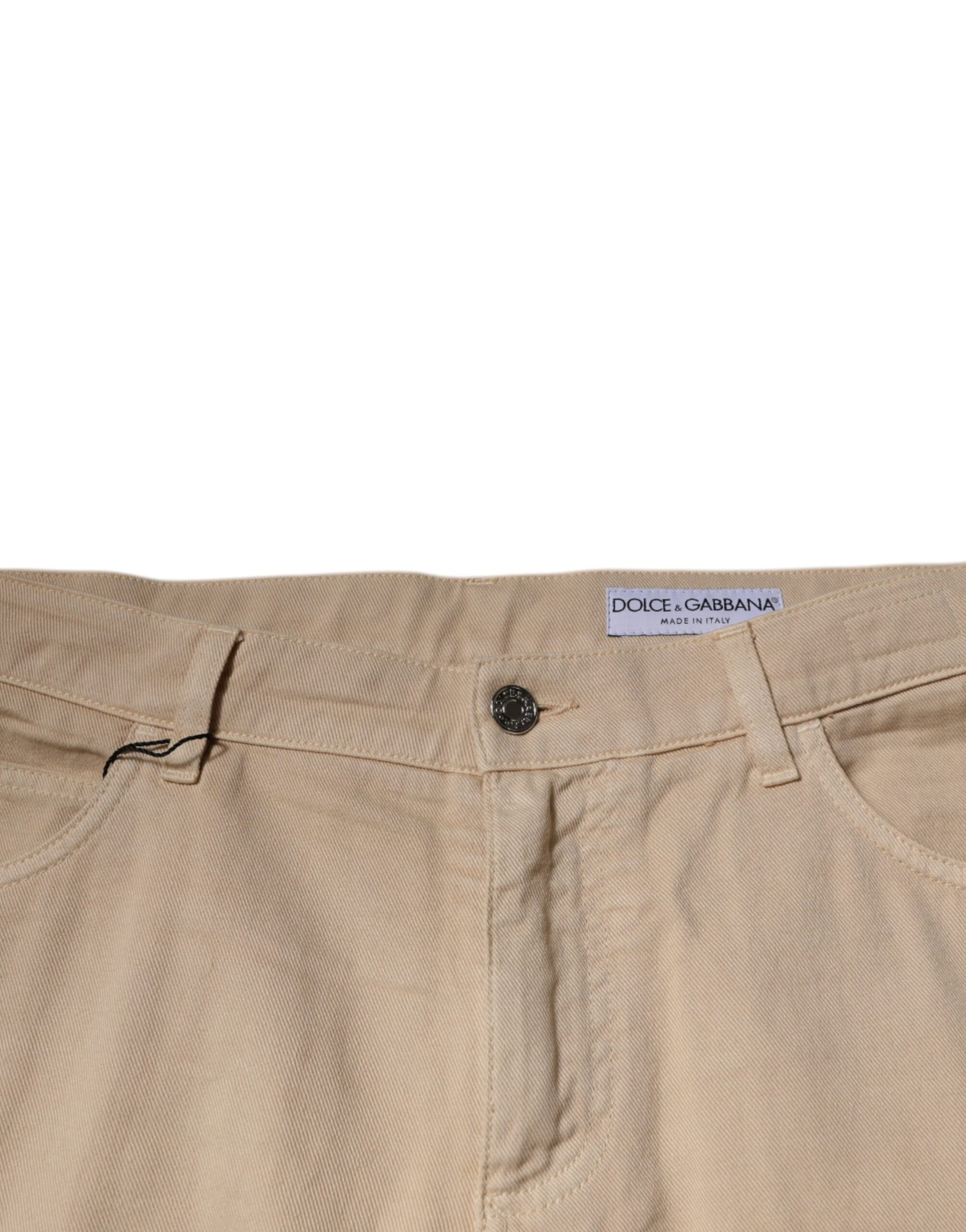 Dolce & Gabbana Beige Cotton Mid Waist Skinny Denim Jeans | Regal Royce