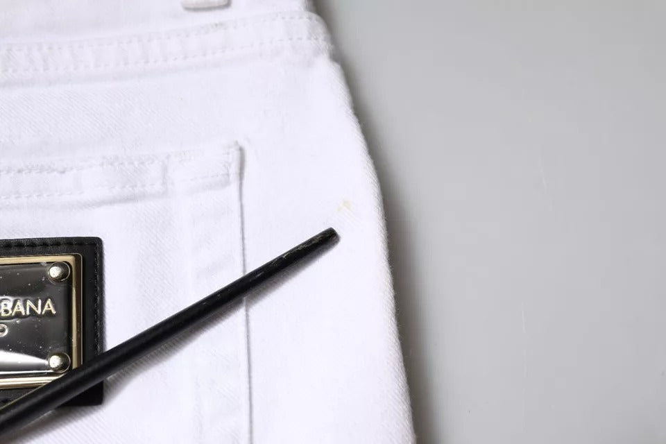 Dolce & Gabbana Black White Logo Cotton Skinny Denim Jeans | Regal Royce