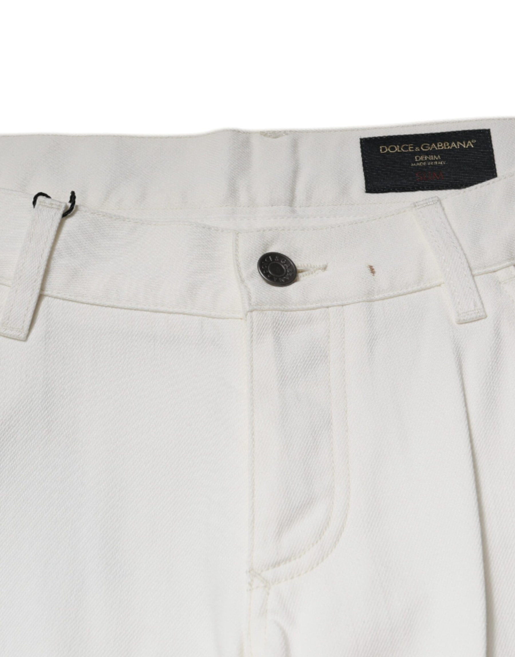 Dolce & Gabbana White Cotton Skinny Denim Jeans | Regal Royce