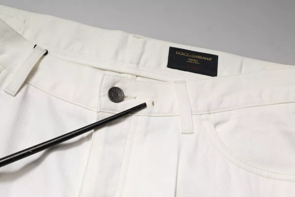 Dolce & Gabbana White Cotton Skinny Denim Jeans | Regal Royce