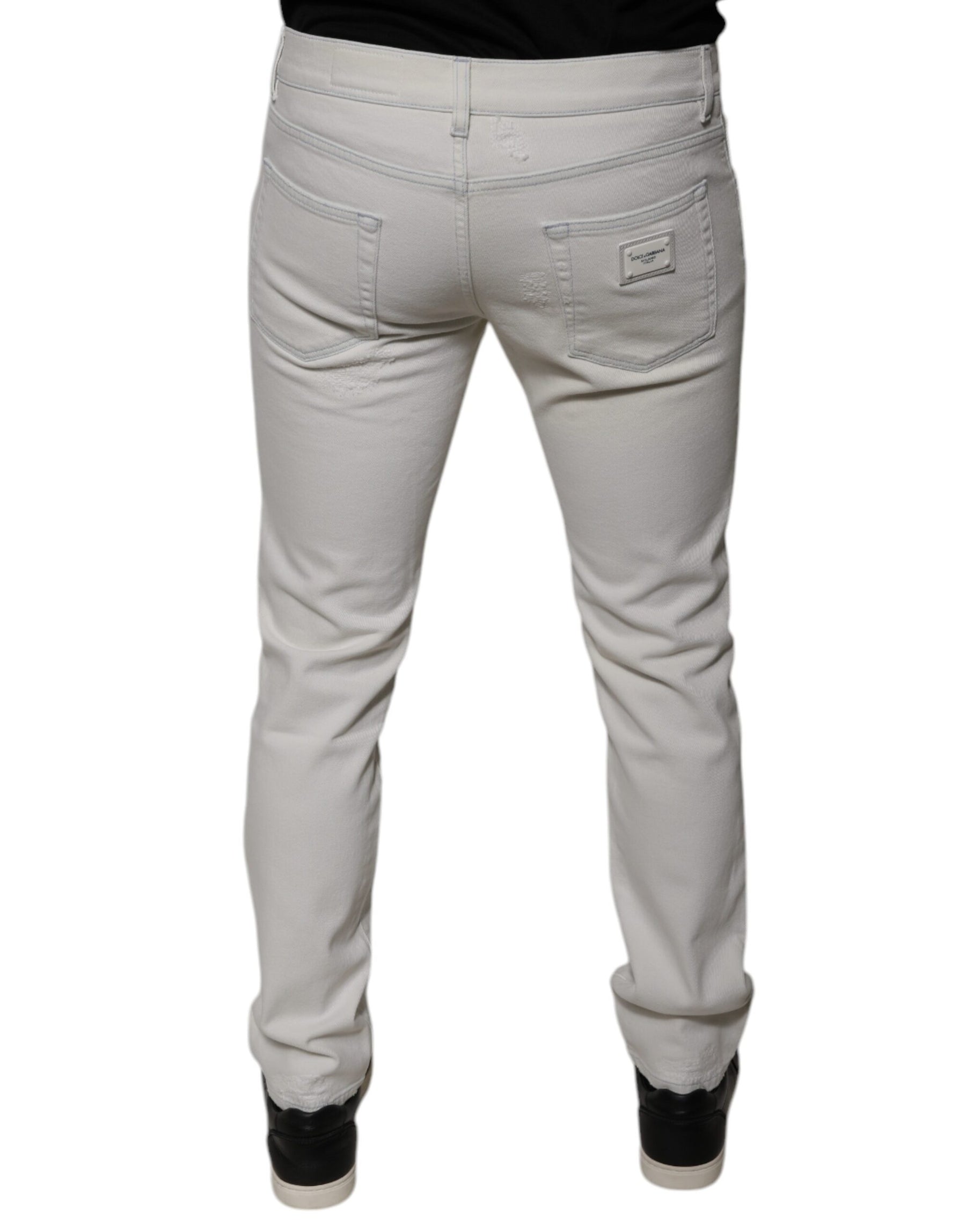 Dolce & Gabbana White Cotton Skinny Denim Jeans | Regal Royce