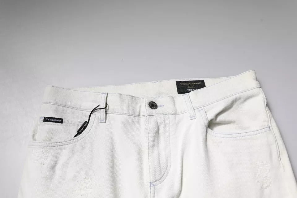 Dolce & Gabbana White Cotton Skinny Denim Jeans | Regal Royce