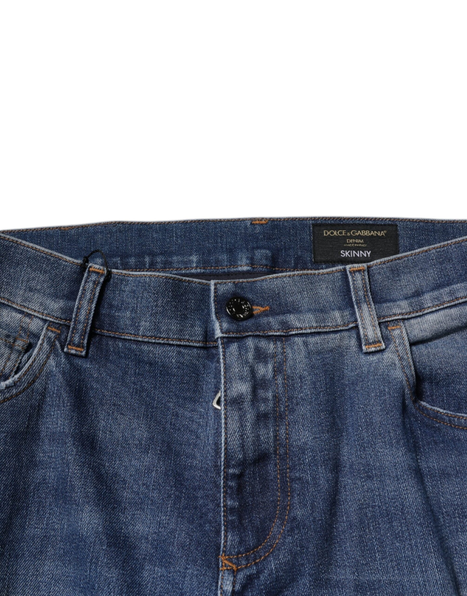 Dolce & Gabbana Blue Cotton Tattered Skinny Denim Jeans | Regal Royce