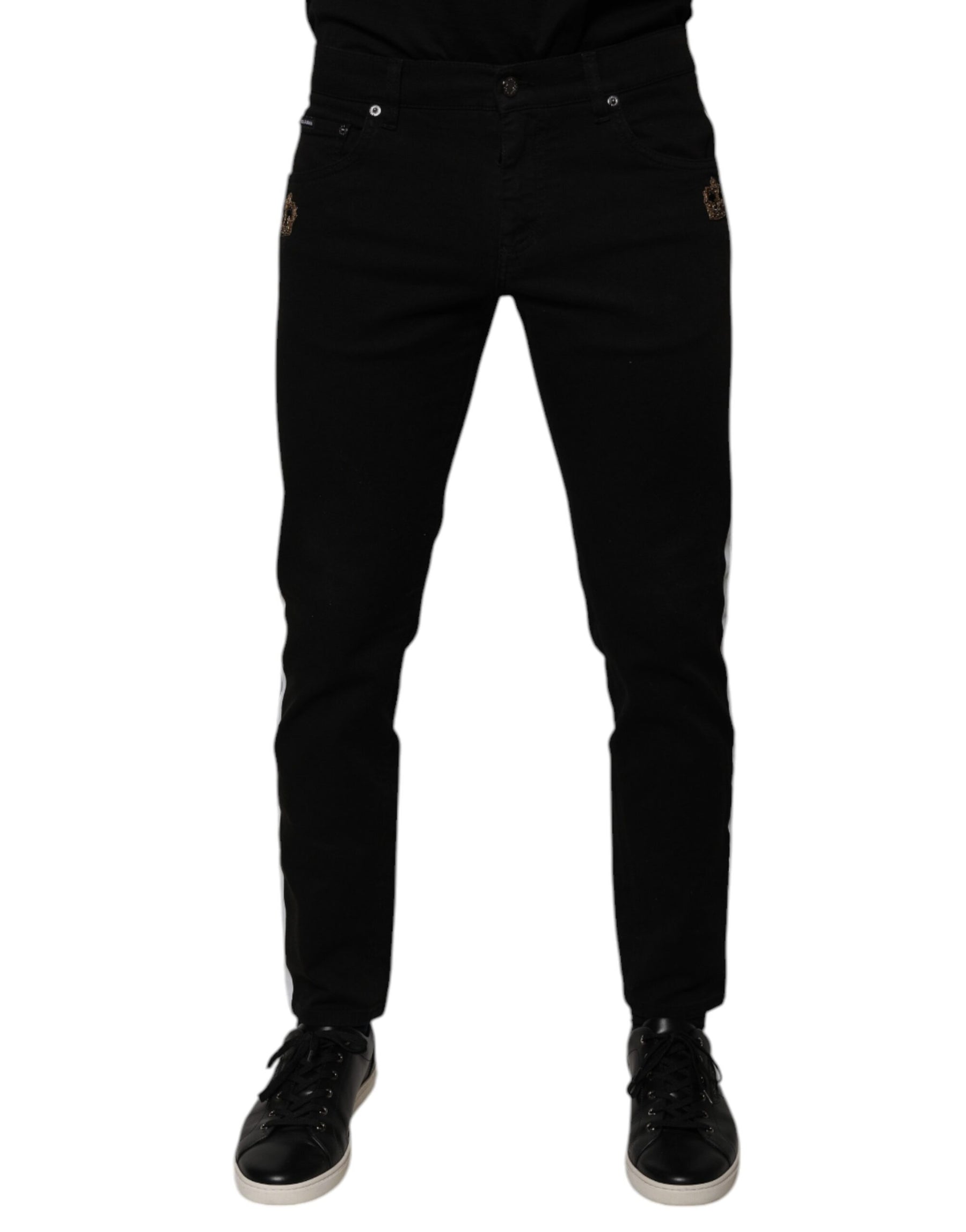Dolce & Gabbana Black Crown White Lining Skinny Denim Jeans | Regal Royce