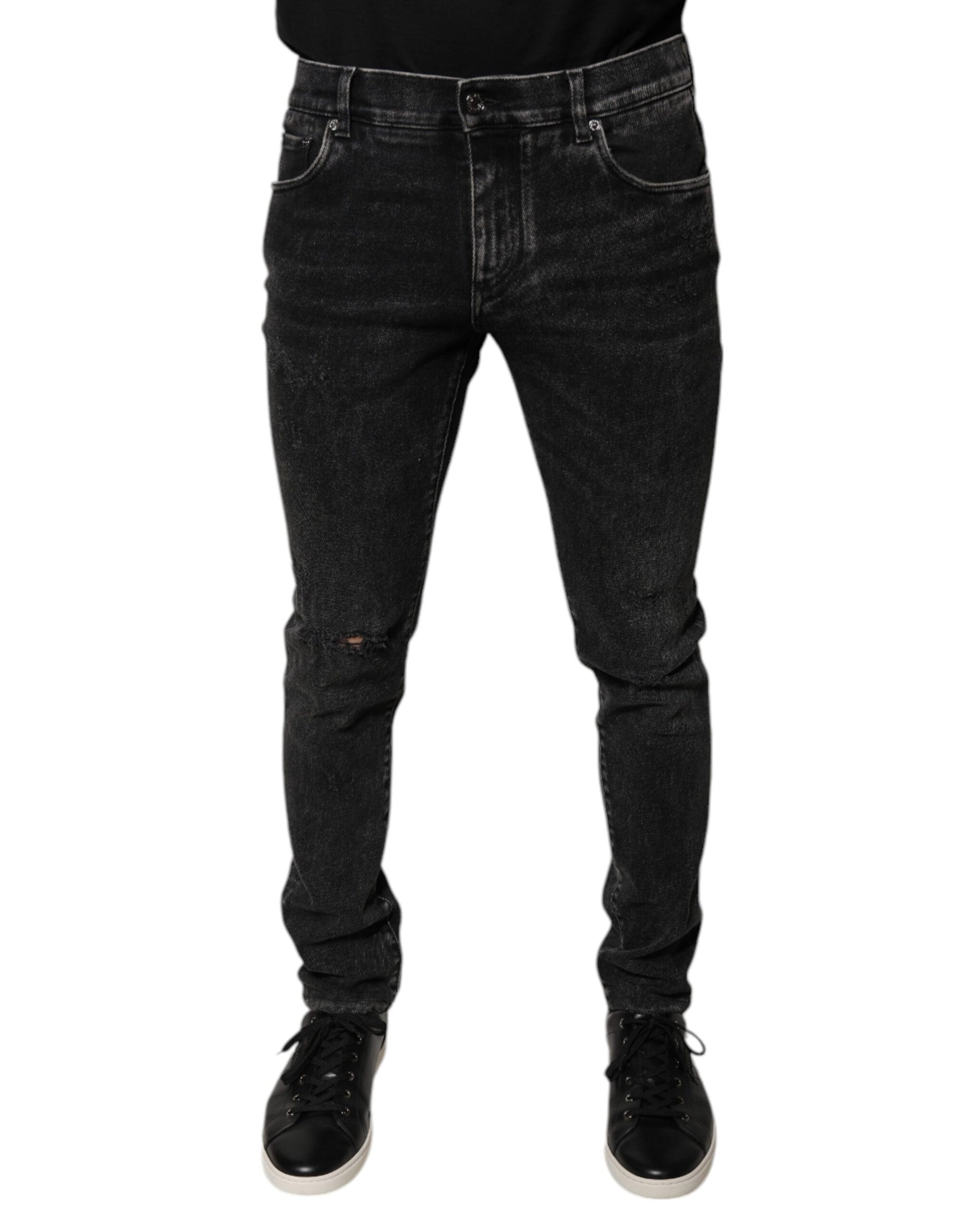 Dolce & Gabbana Black Cotton Stretch Skinny Men Denim Jeans | Regal Royce
