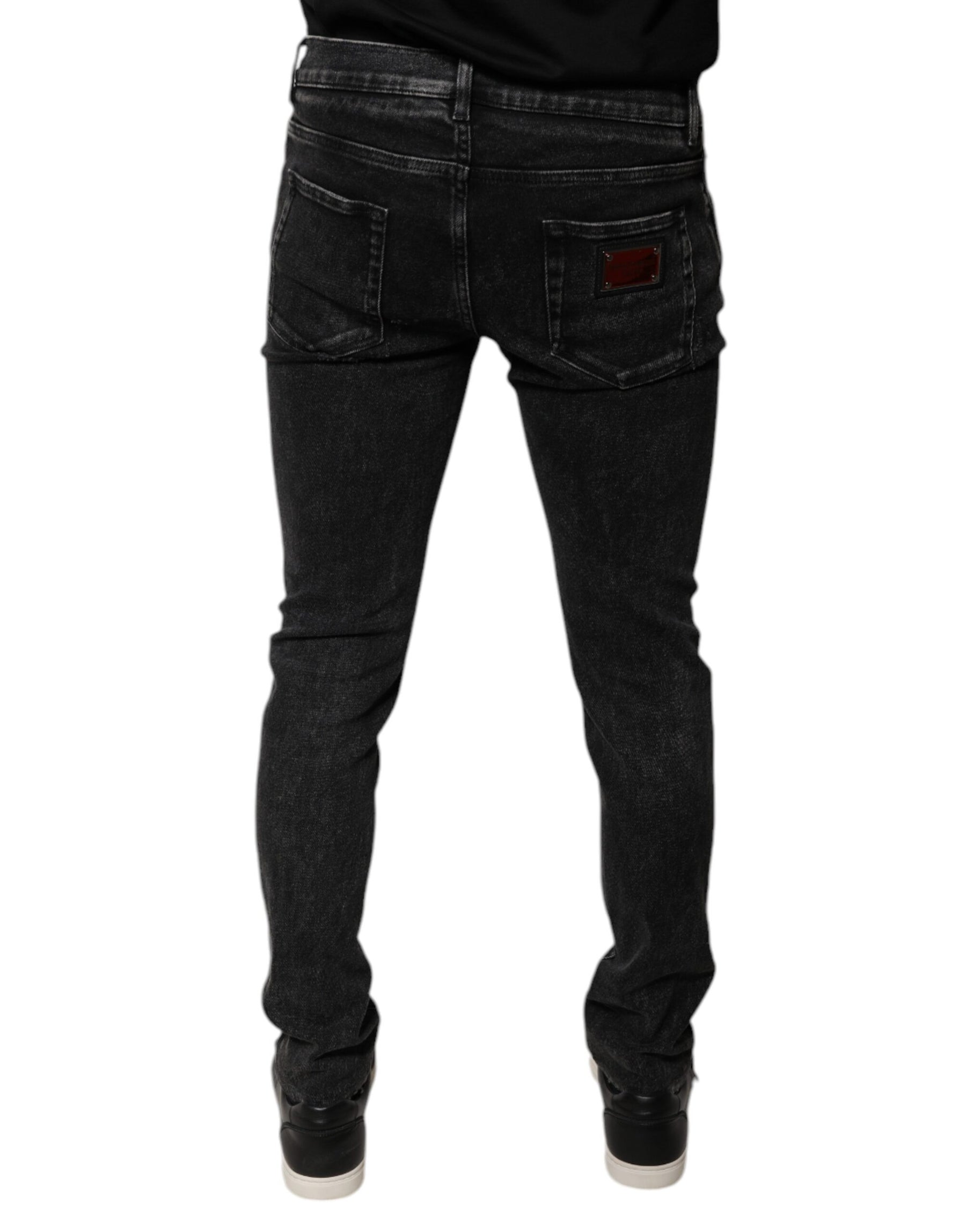 Dolce & Gabbana Black Cotton Stretch Skinny Men Denim Jeans | Regal Royce