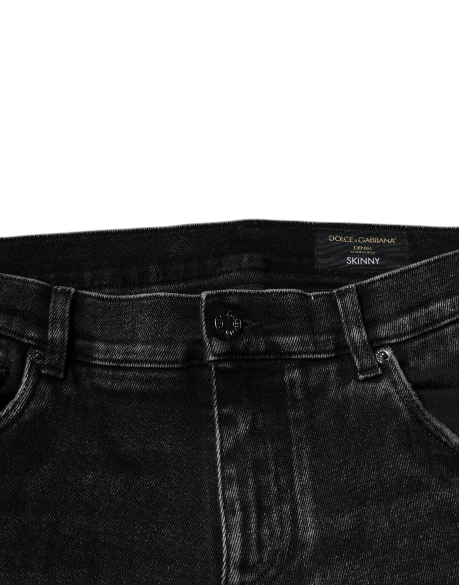 Dolce & Gabbana Black Cotton Stretch Skinny Men Denim Jeans | Regal Royce